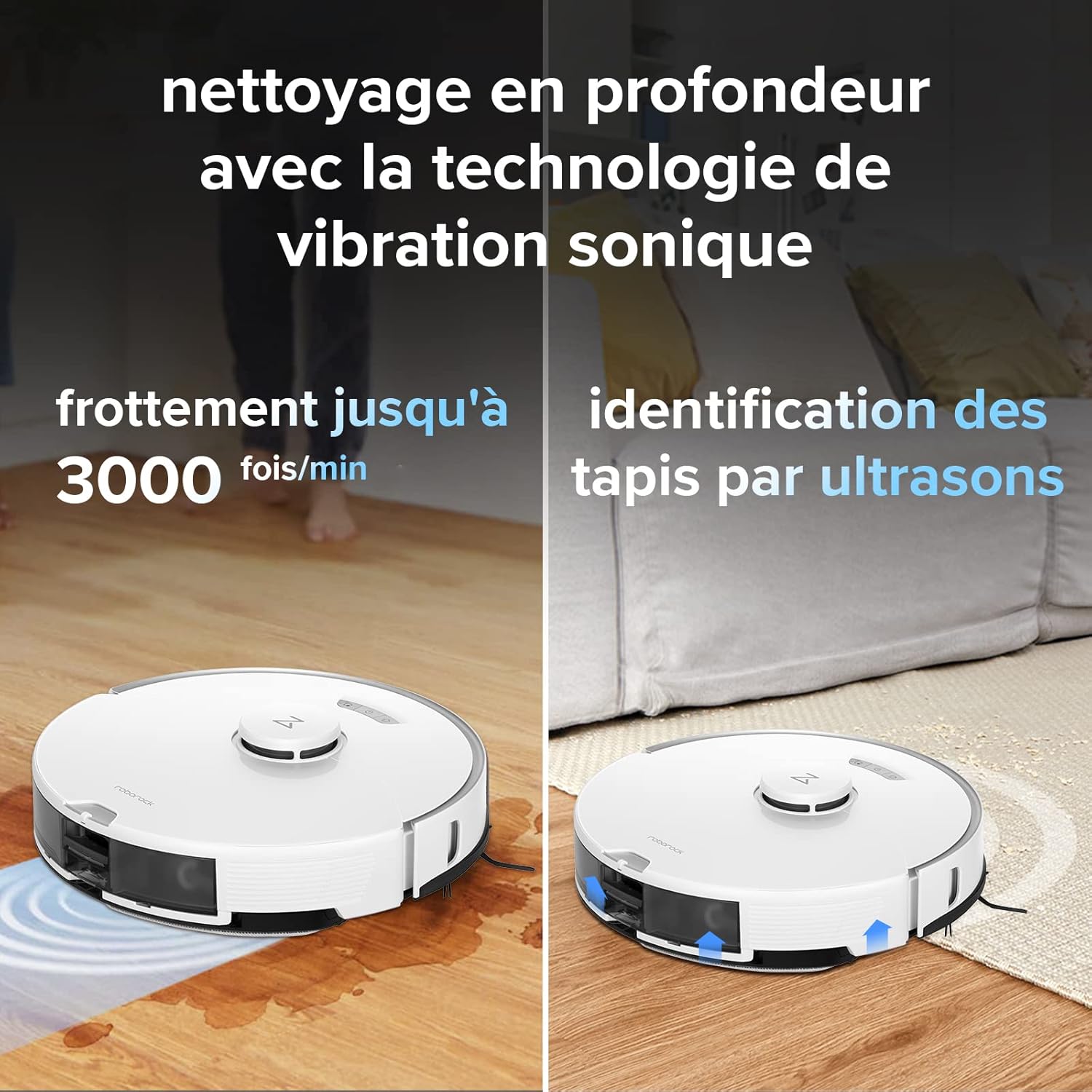 roborock QV 35A Aspirateur Robot Laveur, 8000Pa HyperForce, Station Multifonctionnelle, Serpillière Rotative 200 TR/Min & Relevable 10mm, Anti-enchevêtrement, Évitement d'obstacles, Cartographie, APP