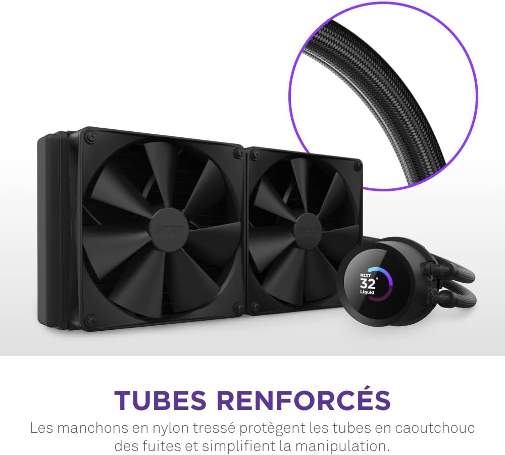 NZXT Kraken Elite 280 RGB - Refroidisseur de liquide CPU AIO - Radiateur 280mm - Ventilateur F280 RGB - IPS LCD 2,72 personnalisable - Turbine Pump - LGA 1700 1200 115X 1851 / AM5 AM4 - Noir