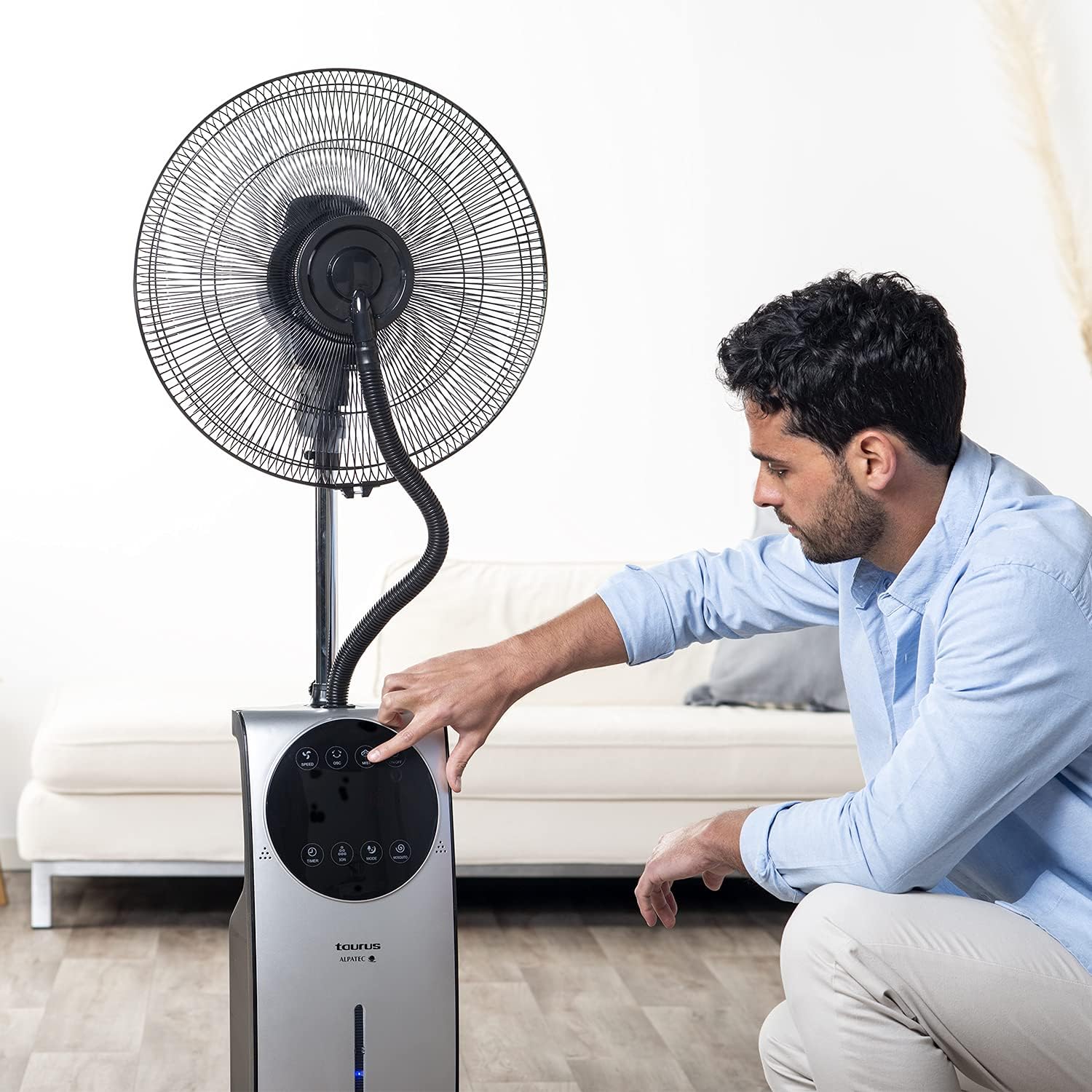 Taurus VB02 - Ventilateur brumisateur 90W, climatiseur, 3 vitesses et 3 modes, 90 W, 70° dʼoscillation, minuterie 12 h