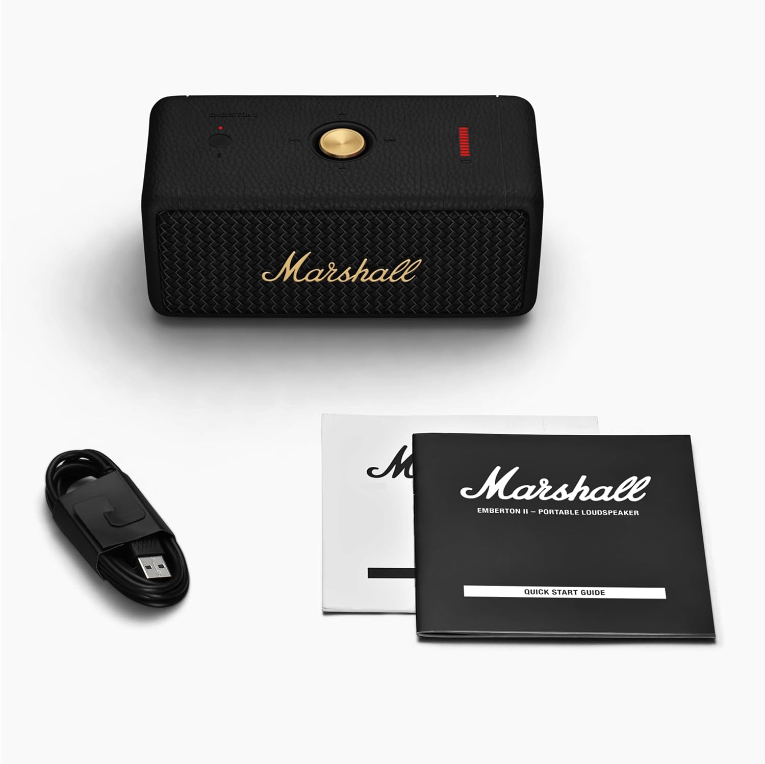 Marshall Emberton III Enceintes Bluetooth Portables, sans Fil, IP67 Résistant à la Poussière et à l'eau, Plus de 32 Heures de Lecture, Charge Rapide - Noir & Laiton