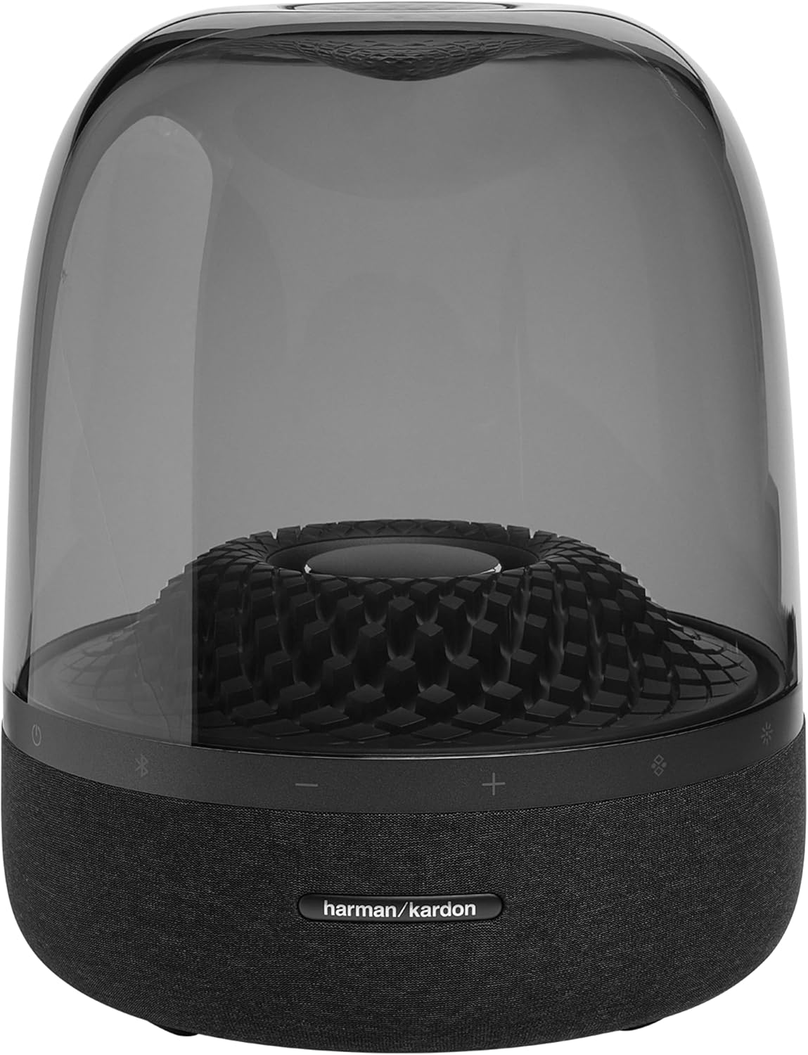 Harman Kardon Aura Studio 4, Enceinte Bluetooth avec dôme Transparent et Jeu de lumière à thème, Design élégant et Son Exceptionnel sur 360 degrés, en Noir