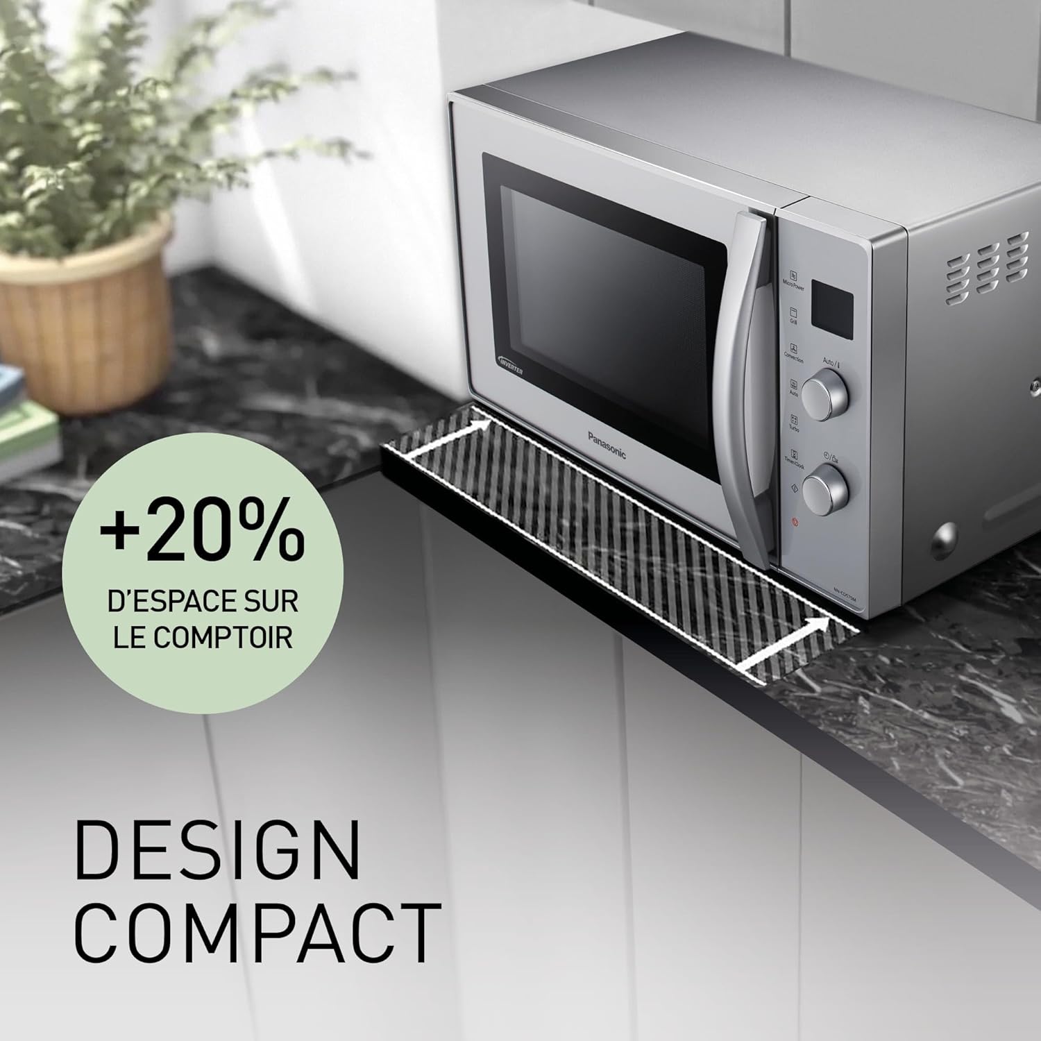 Panasonic NN-CD565BEPG - Four 3 en 1 Combiné, 27 L, Inverter, Chaleur à 100-220°C, Gril Quartz 1300W, Micro-ondes 1000 W, Plat Crispy, Plateau tournant 34 cm, Noir - Version FR