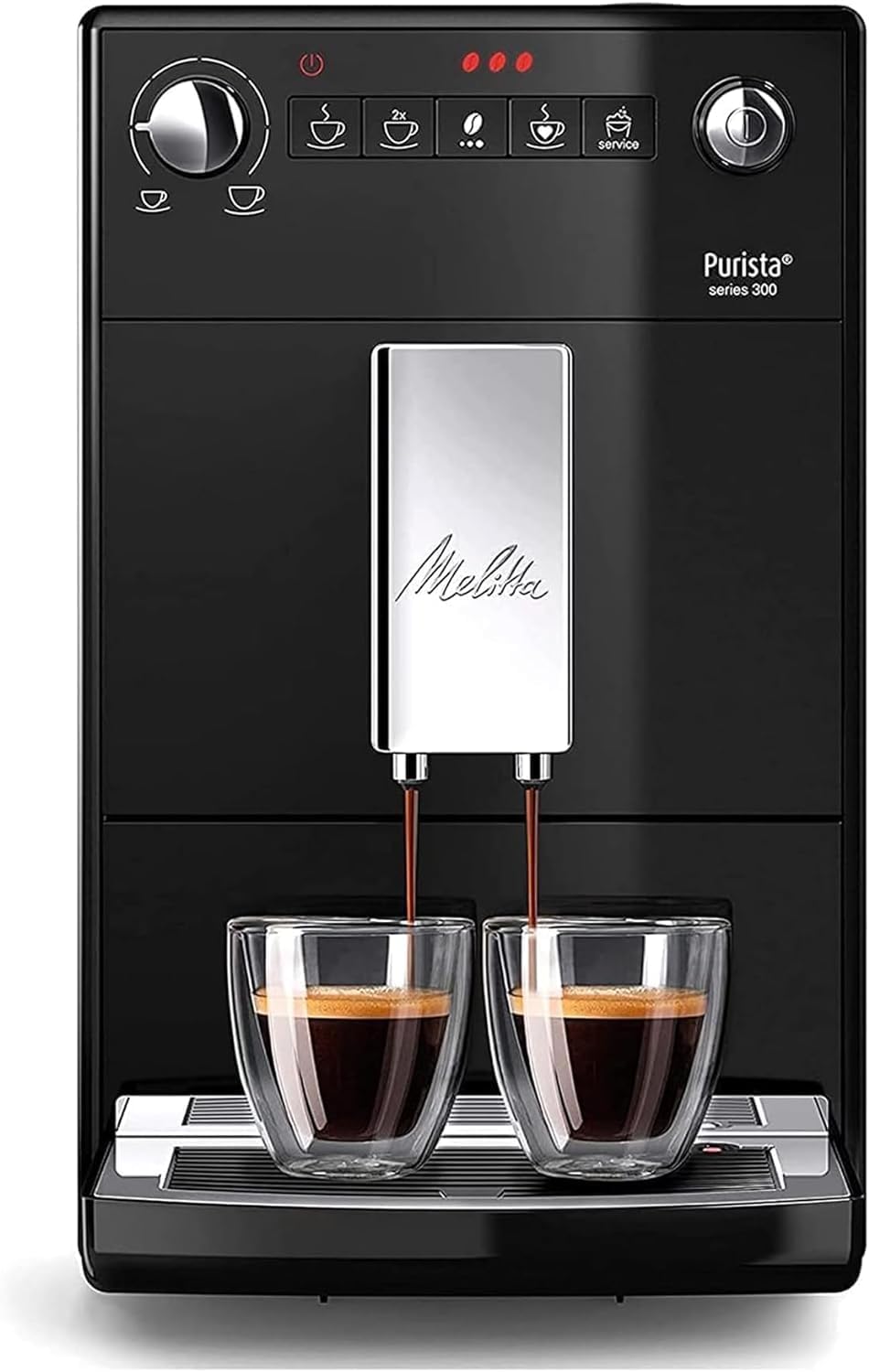 Melitta Purista Argent, Machine à Café à Grains avec Broyeur et Système d'Extraction des Arômes, Silencieuse, Mode 1 à 2 Tasses, Cafetière Expresso 1L, Automatique, F230-101