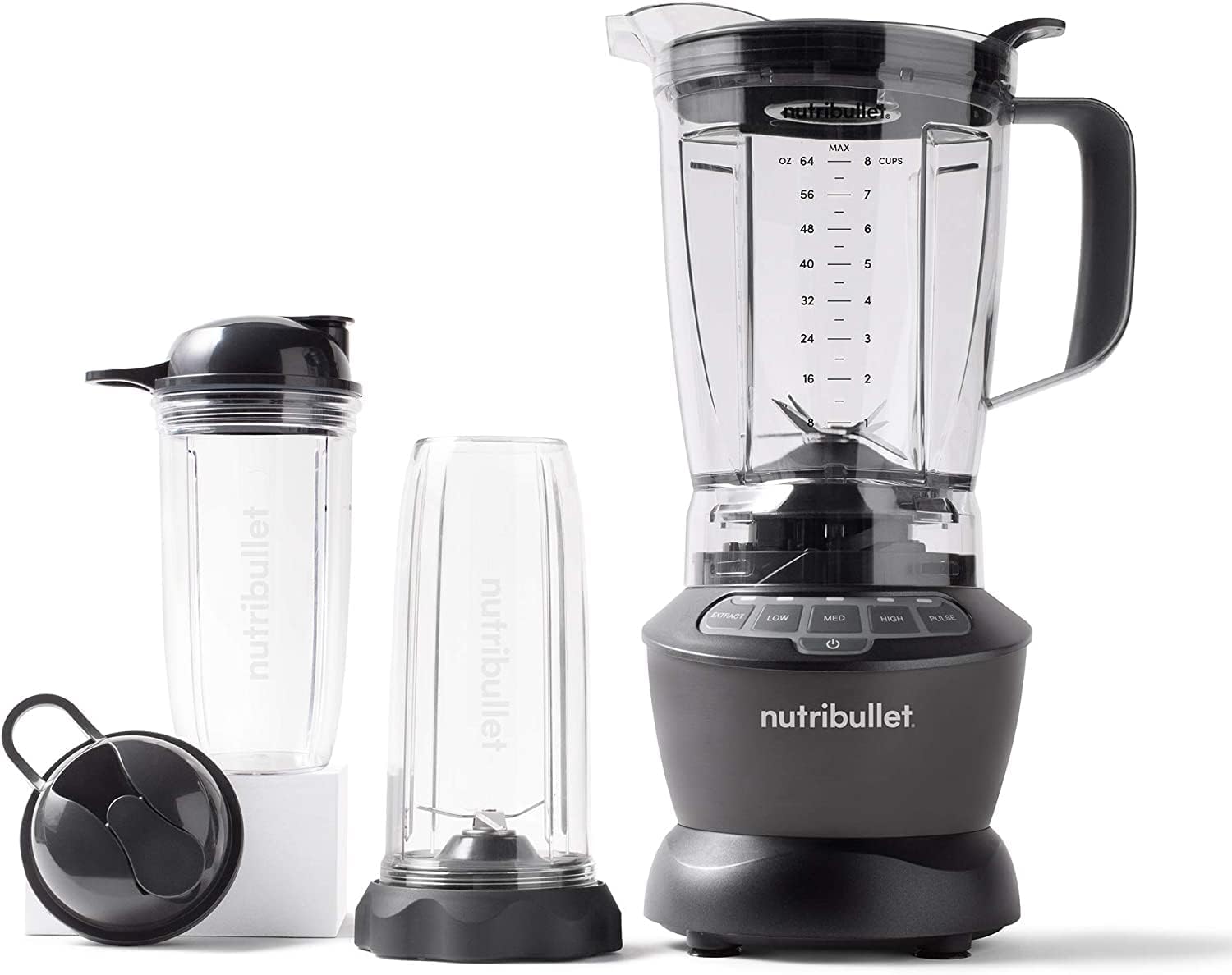 NutriBullet triple Prep System, mixeur électrique, blender multifonction, puissance 1500 watts, 3 appareils, noir, NBF580B