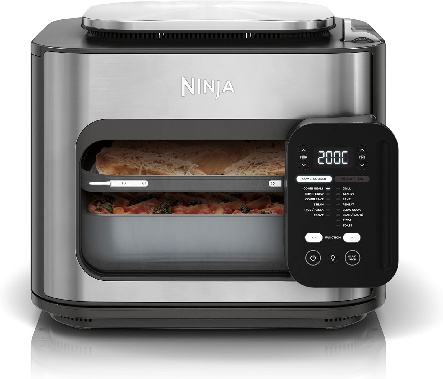Ninja Combi 12-en-1 Multicuiseur, Four, Autocuiseur et Friteuse sans huile, 12 Fonctions de Cuisson, Repas de Taille Familiale en 15 Minutes, avec Plateau de Cuisson, Guide de Recettes, Gris, SFP700EU