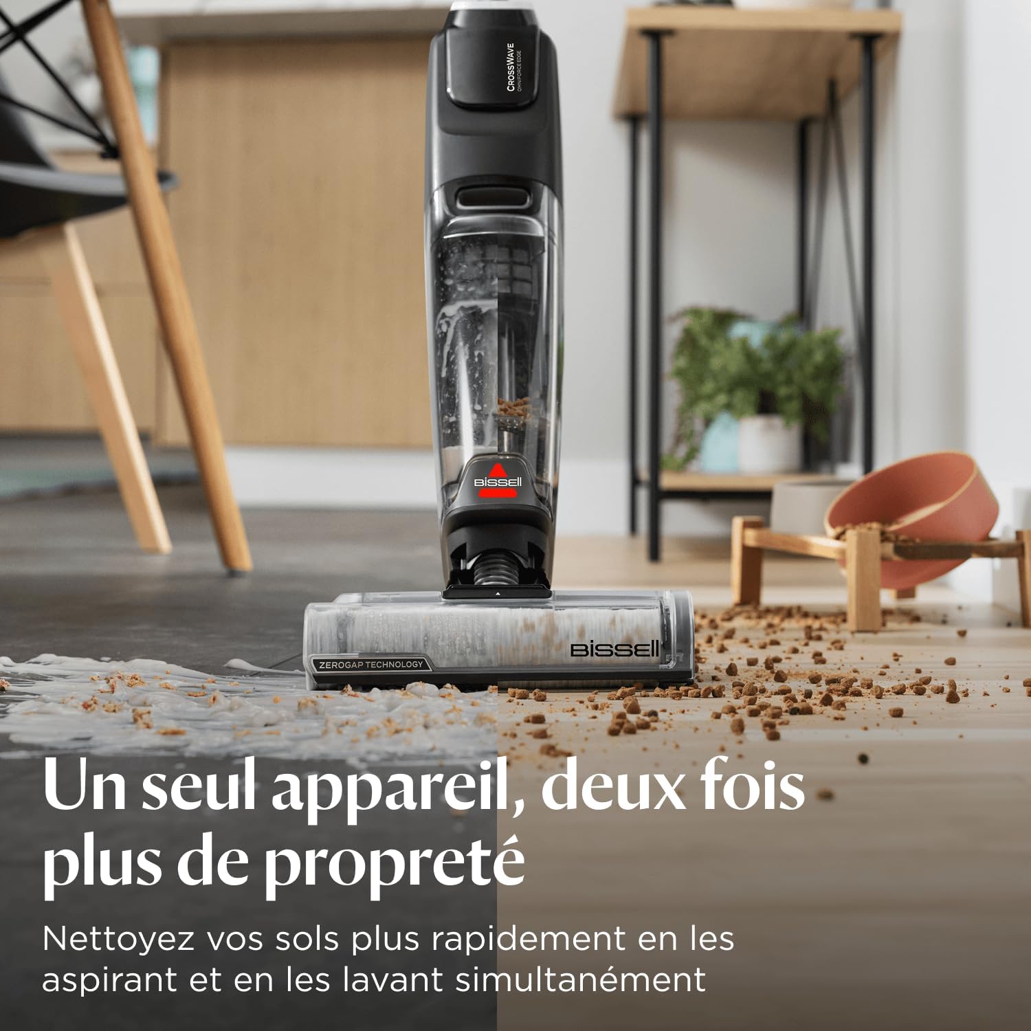 Bissell CrossWave OmniForce, Aspirateur Balai Laveur sans Fil, Aspire & Lave en Même Temps ou Mode Aspiration Uniquement, Nettoyeur Puissant, Nettoyeur a Eau pour Multi-Surfaces, 240m², 3912N