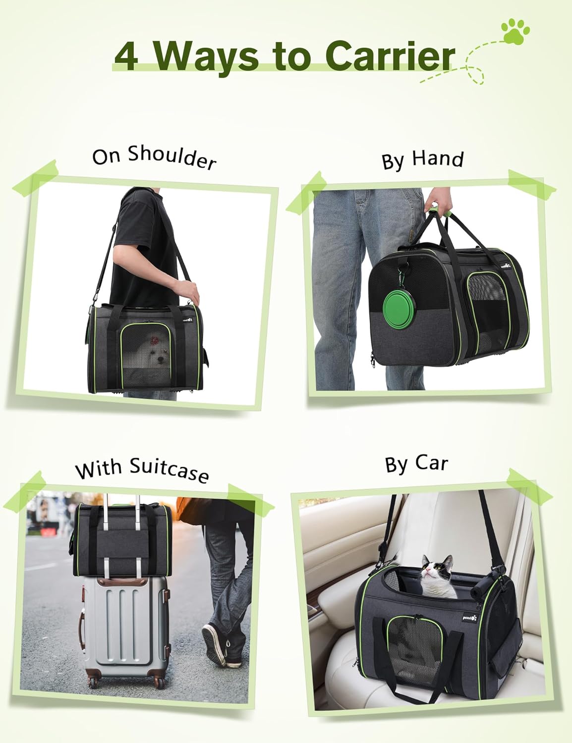 Pecute Sac de Transport pour Animal Domestique, Tissu en Maille Respirant, Convient pour Les Voyages, utilisé pour Chien, Les Chats et Les Chiots de Moins de 6 kg