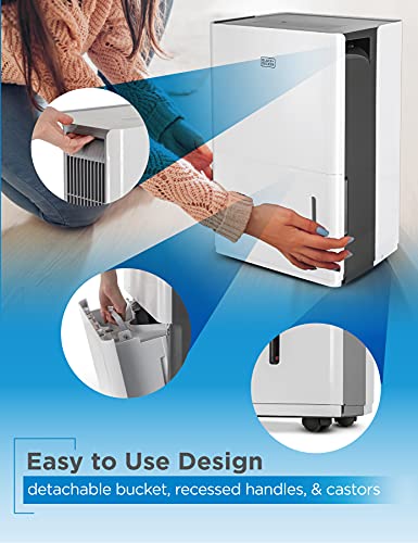 BLACK+DECKER 4500 Sq. Ft. Dehumidifier with Built-In Drain Pump for Continuous Drainage, for Large Spaces and Basements, Energy Star, Digital, BD50PMWSA, White