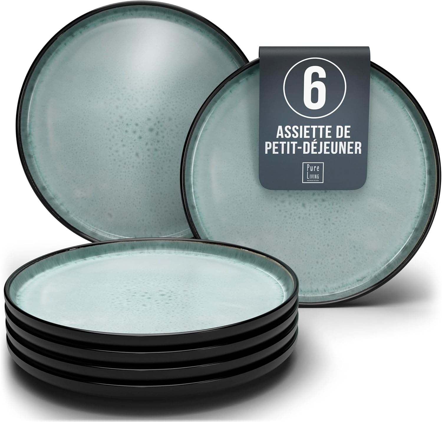 Service de Vaisselle en Grès Ibiza 36 pièces –Ensemble de Vaisselle pour 12 Personnes, Adapté au Lave-Vaisselle et au Micro-Ondes, Pure Living bleu fumé, Assiettes Service de Table