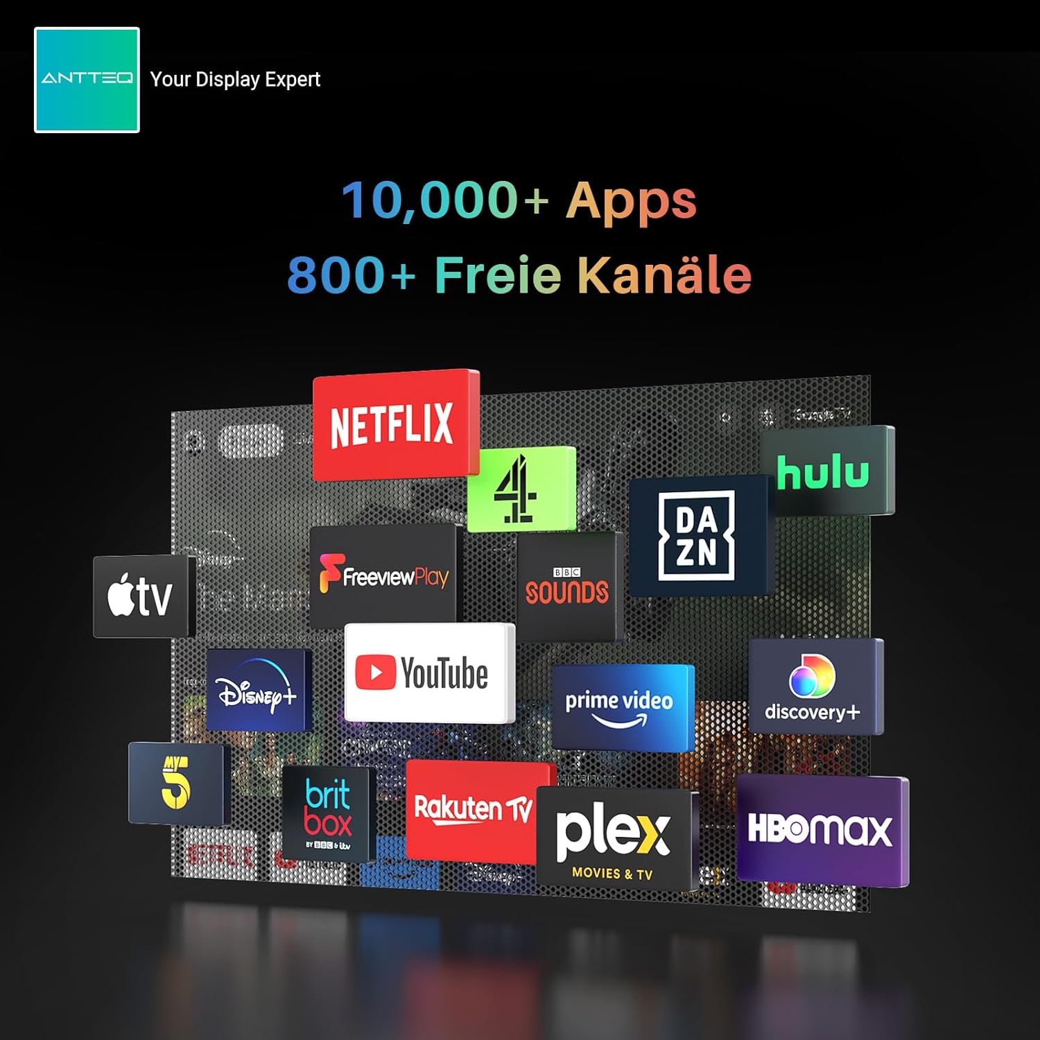 Antteq AB42D1 télévision 42 Pouces (TV 107 cm), Dolby Audio, LED, Triple Tuner DVB-C / T2 / S2, CI+, HDMI, Lecteur multimédia Via USB, Sortie Audio numérique, y Compris Mode hôtel