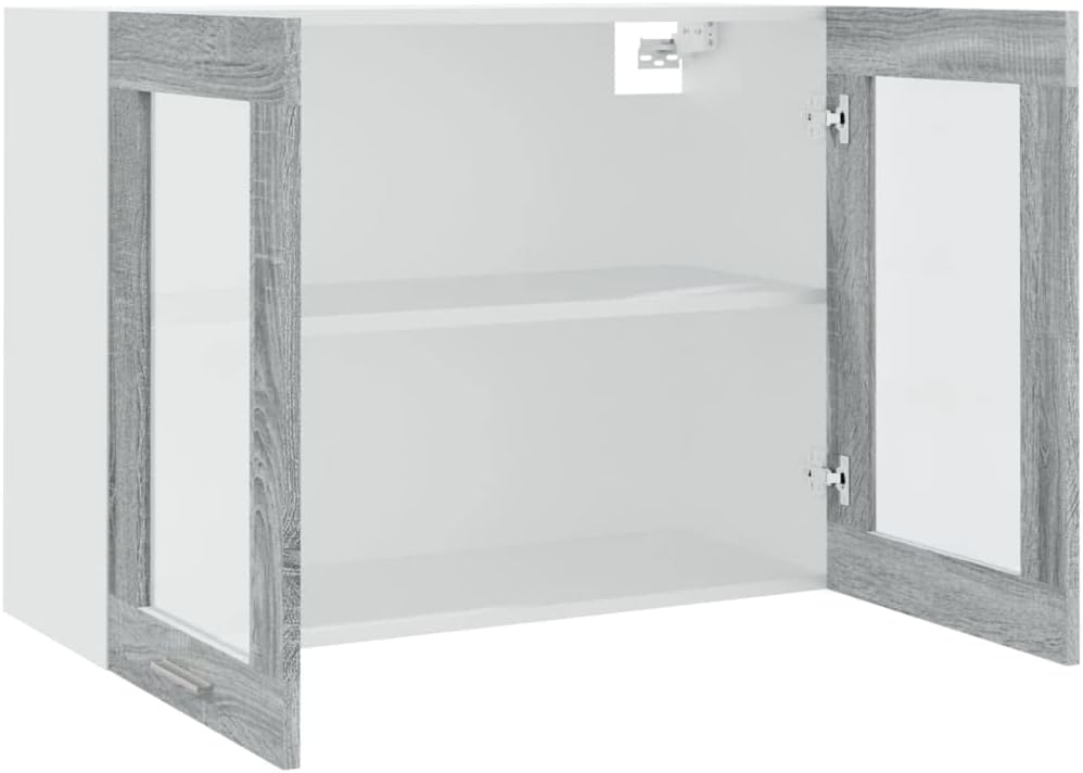 vidaXL Armoire à Micro-Ondes Placard Armoire de Rangement Meubles de Cuisine avec 4 Etagères Intérieur Maison Gris Béton 60x57x207 cm Aggloméré