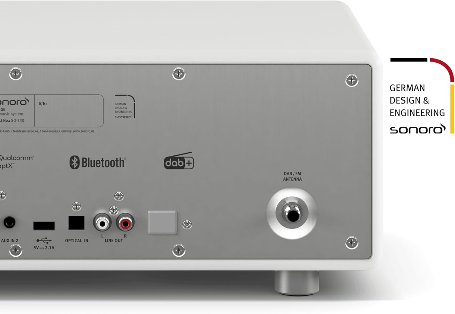 sonoro Prestige Chaîne Hi-FI (Radio FM/Dab+/Internet, Lecteur CD, AUX, Bluetooth, Deezer, Spotify) Argent