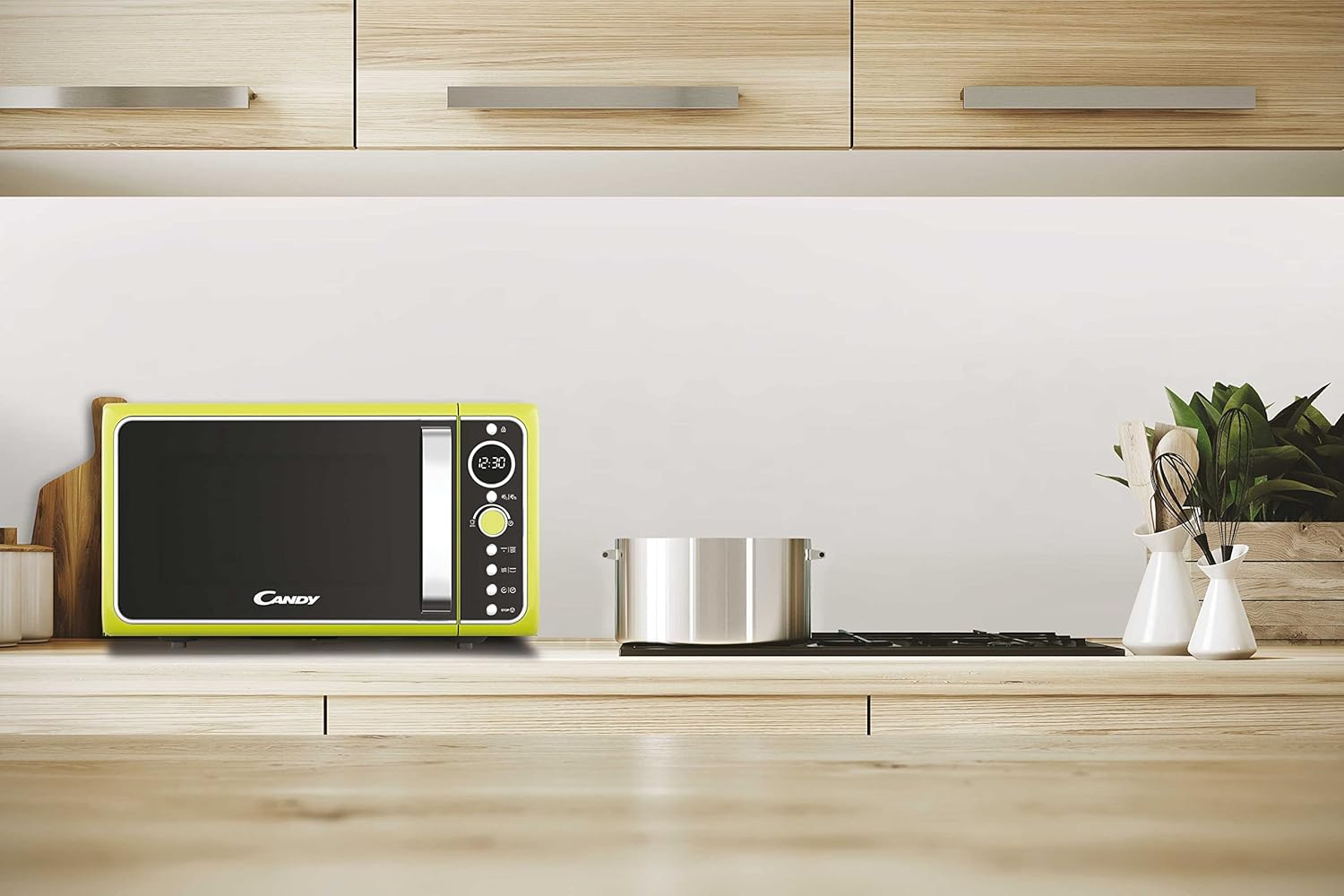 Candy DIVOG25CC Micro-ondes Gril quartz, Puissant 900 W + Gril 1000W, 25L, Programmateur digital, 6 Niveaux de puissance, Décongelation poids/temps, Fonction silence,Design Retro, Couleur Crème