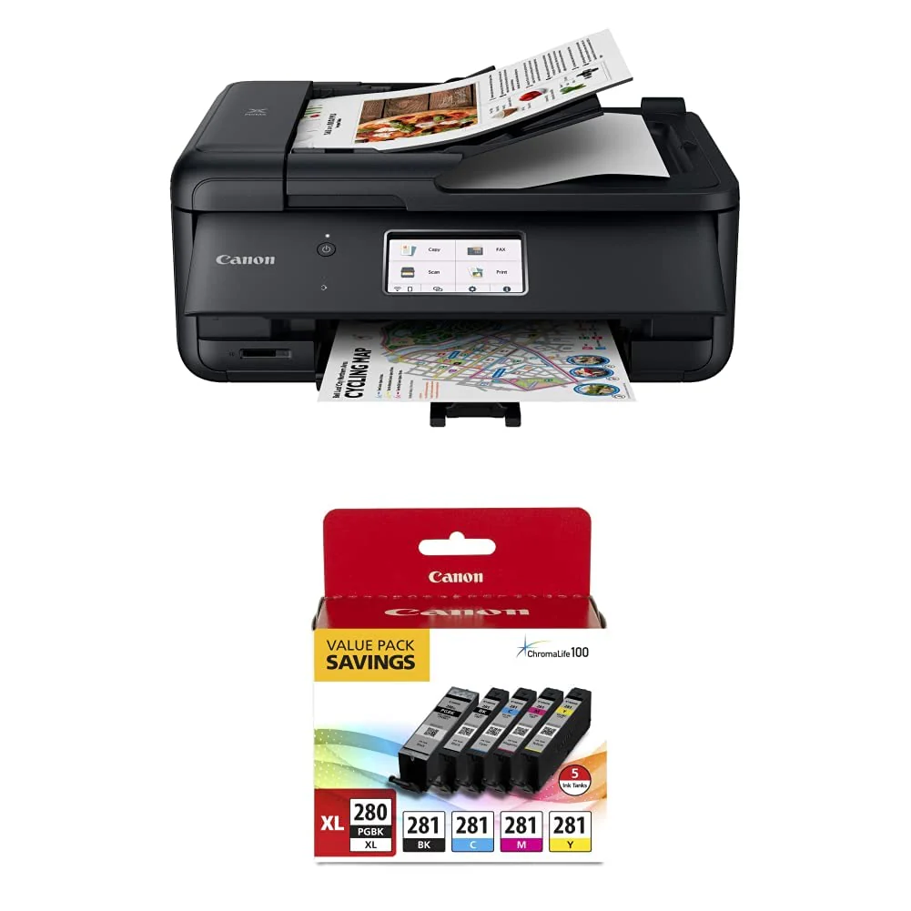 Canon PIXMA TR8620a - All-in-One Printer Home Office|Copier|Scanner|Fax|Auto Document Feeder | Photo, Document | Airprint (R), Android, Black, Works with Alexa