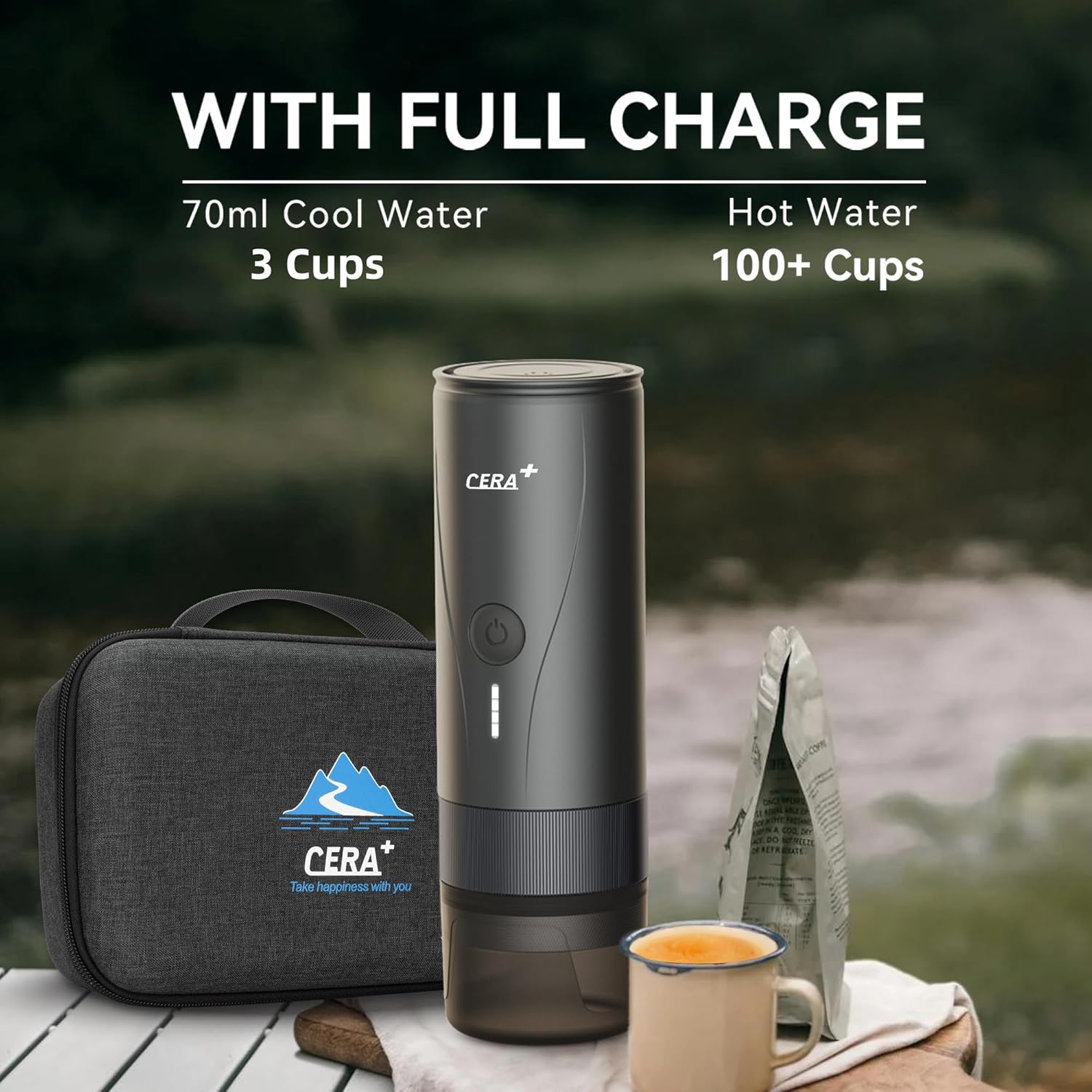 CERA+ Machine à expresso portable, édition professionnelle, machine à café professionnelle chauffée, compatible avec une mouture ultra fine, petite machine à café électrique portable