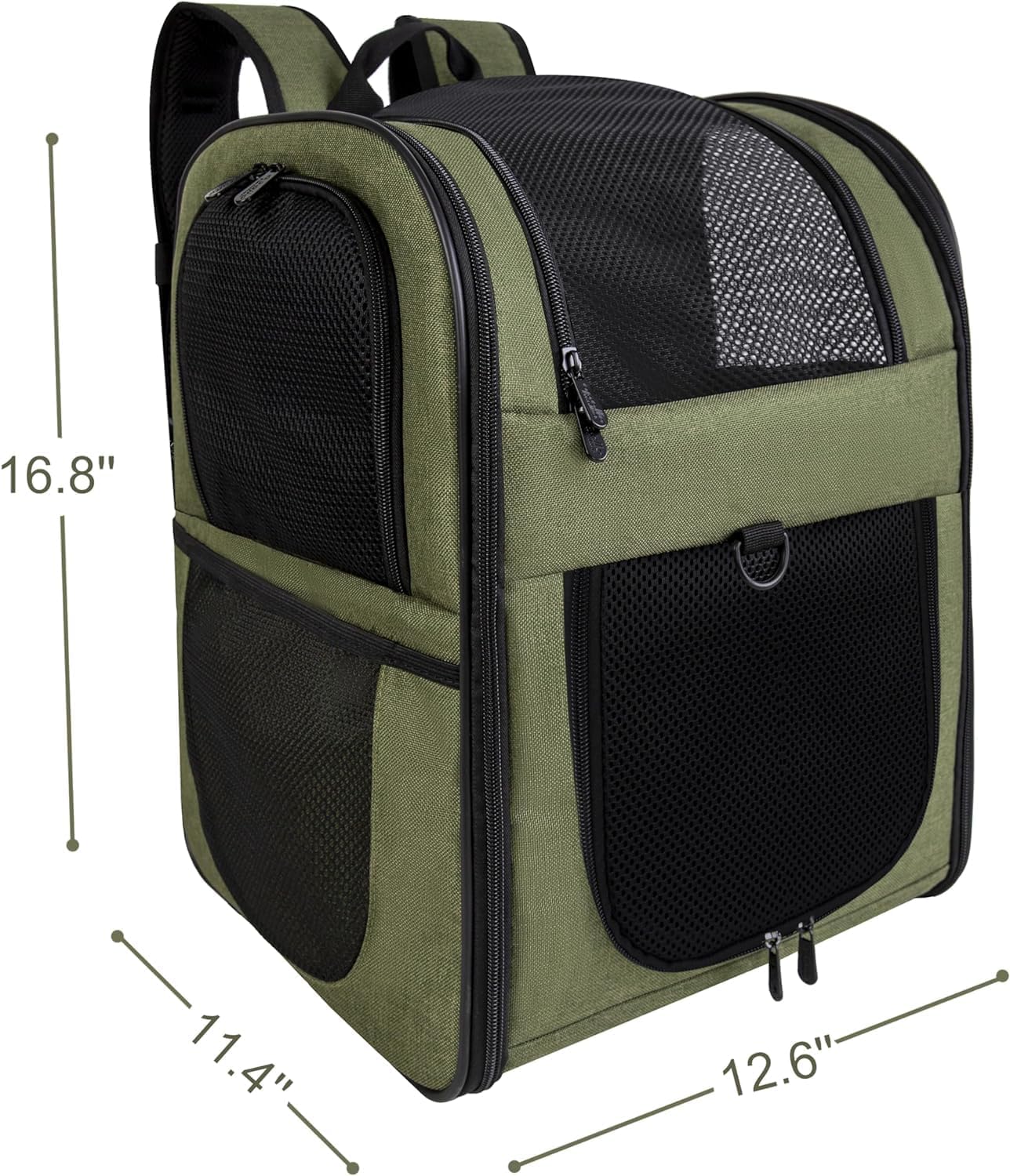 apollo walker Sac à dos pour animaux de compagnie, sac de transport pour chiens et chats de 2 à 12 kg, souple, vert armée