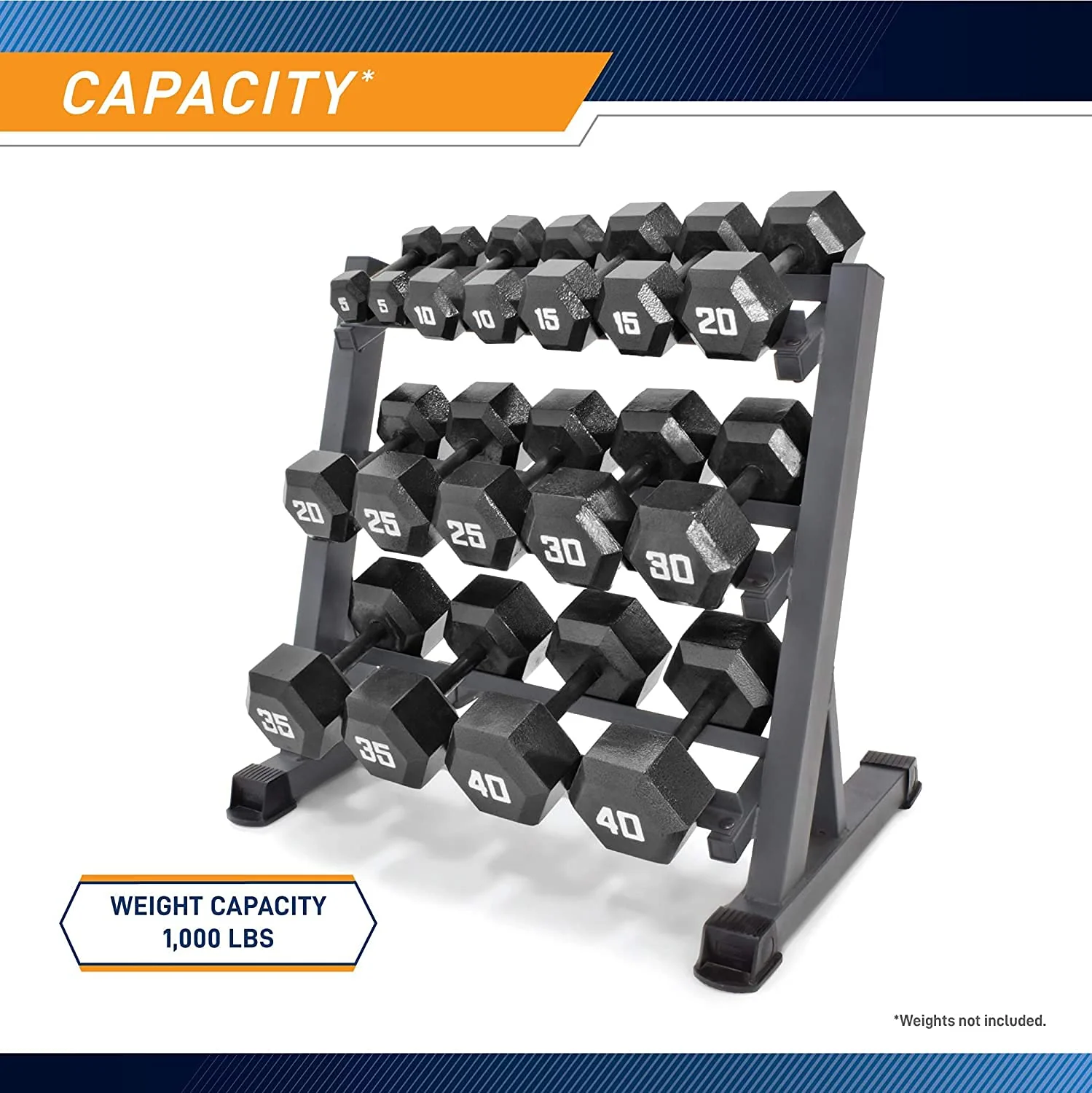Marcy 3-Tier Dumbbell Rack Multilevel Weight Storage Organizer