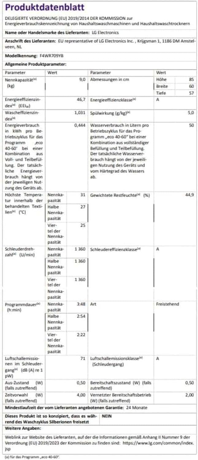 LG F4WV7080, Klasse A, Frontlader-Waschmaschine 8 kg, 1400 U/Min, AI Direct Drive, Wi-Fi, Tiefenreinigung mit Dampf, Groe Kapazitt, TRIPLE A, Auentür aus Sicherheitsglas, 62 x 60 x 85 cm  Wei