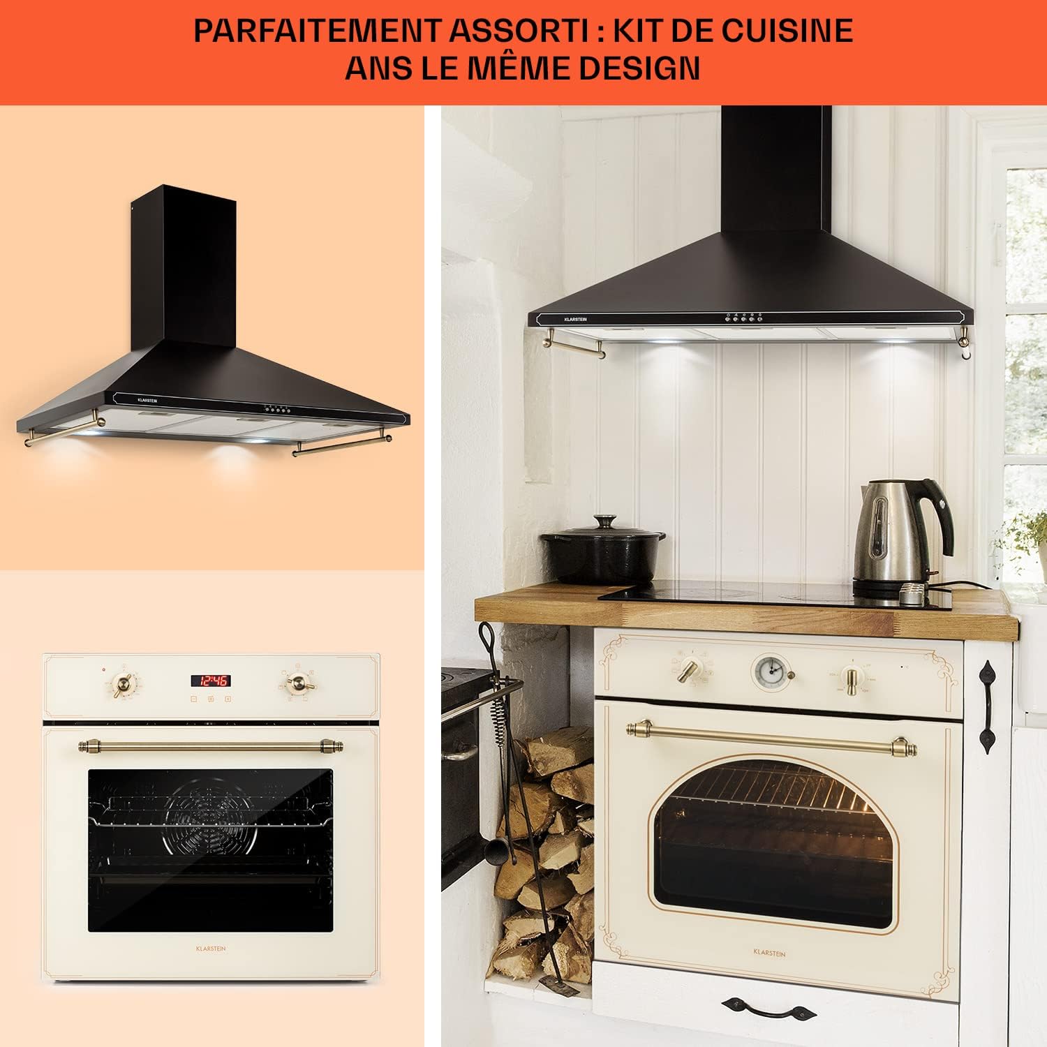 Klarstein Hotte Aspirante 90 cm, Hottes de Cuisine avec Filtre de Hotte en Aluminium, Débit d'Air Puissant de 645m³/h, Eclairage LED, Extracteur d'Air Silencieux, Hotte Efficace avec Evacuation