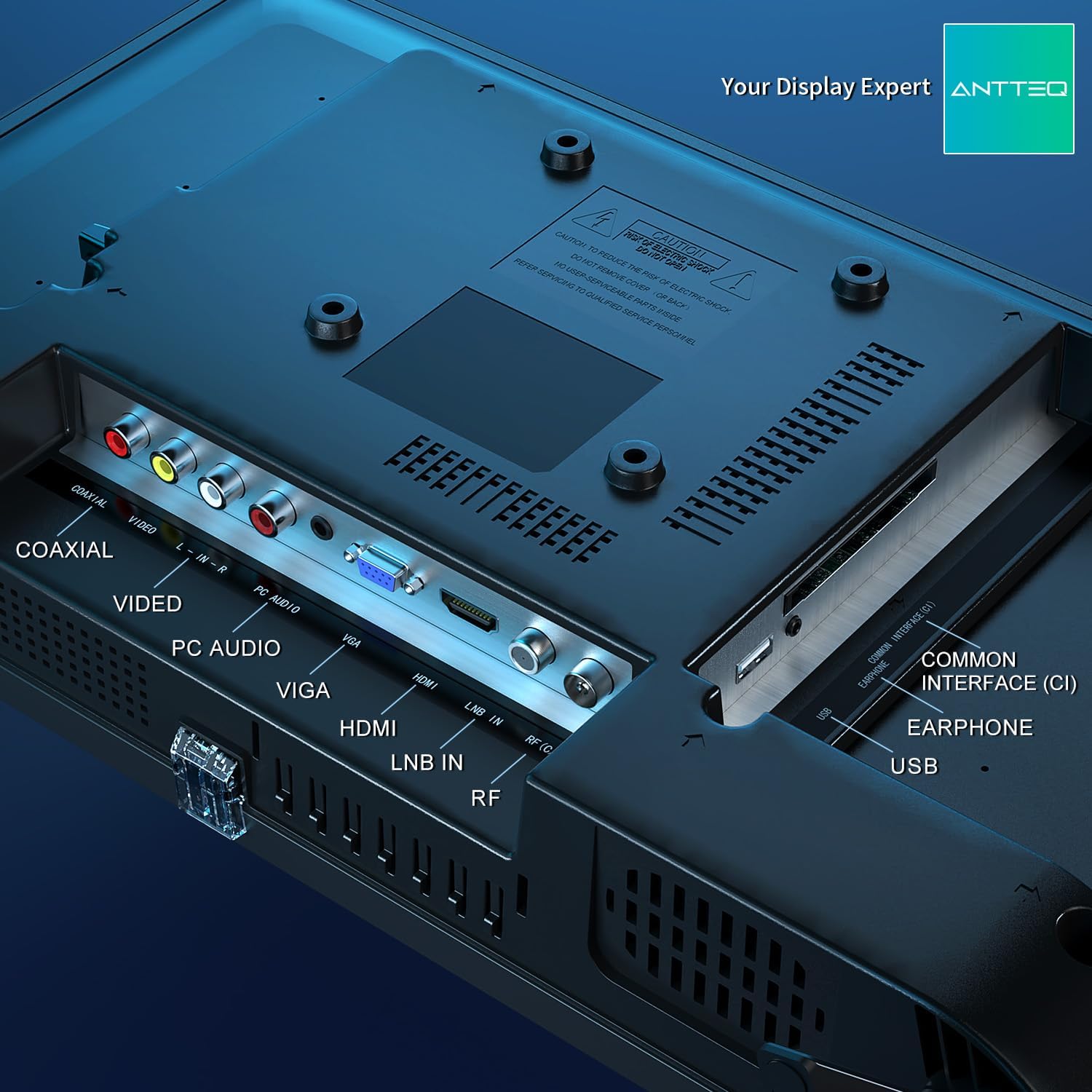 Antteq AB42D1 télévision 42 Pouces (TV 107 cm), Dolby Audio, LED, Triple Tuner DVB-C / T2 / S2, CI+, HDMI, Lecteur multimédia Via USB, Sortie Audio numérique, y Compris Mode hôtel