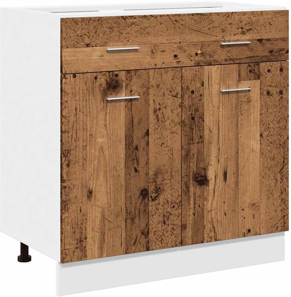 vidaXL Armoire à Micro-Ondes Placard Armoire de Rangement Meubles de Cuisine avec 4 Etagères Intérieur Maison Gris Béton 60x57x207 cm Aggloméré