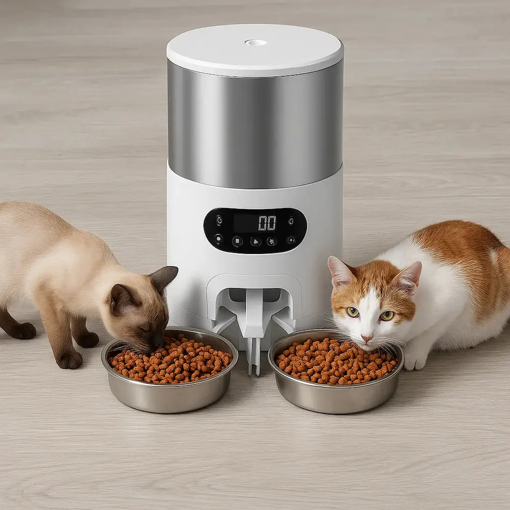 Distributeur automatique de croquettes pour 2 chats
