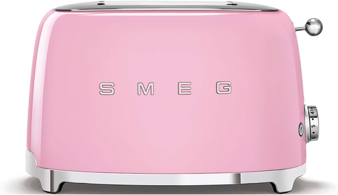Smeg, Grille-pain 2 Tranches TSF01UJEU, 2 Fentes 36 mm, 6 Niveaux de Brunissage, Fonction Chauffage, Décongélation et Bagel, Éjection Automatique du Pain, Ramasse Miettes, 950 W, Royaume-Uni