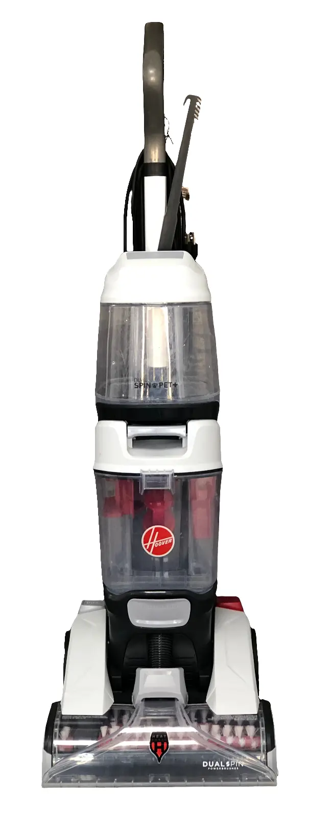 Hoover Dual Spin Pet Plus Carpet Cleaner Machine with Storage Mat, Upright Shampooer, Carpet Deodorizer and Pet Stain Remover, FH54050V, White //portable hose cleaner not included