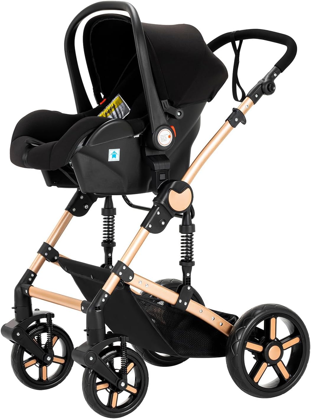 NADDLILY Poussette 3 en 1, Poussette Bebe avec Conception Portable Pliable en Un Clic, Pousette 3 en 1 avec Poussée Réversible Bidirectionnelle, Poussette Canne avec Accessoires (V9 Black)