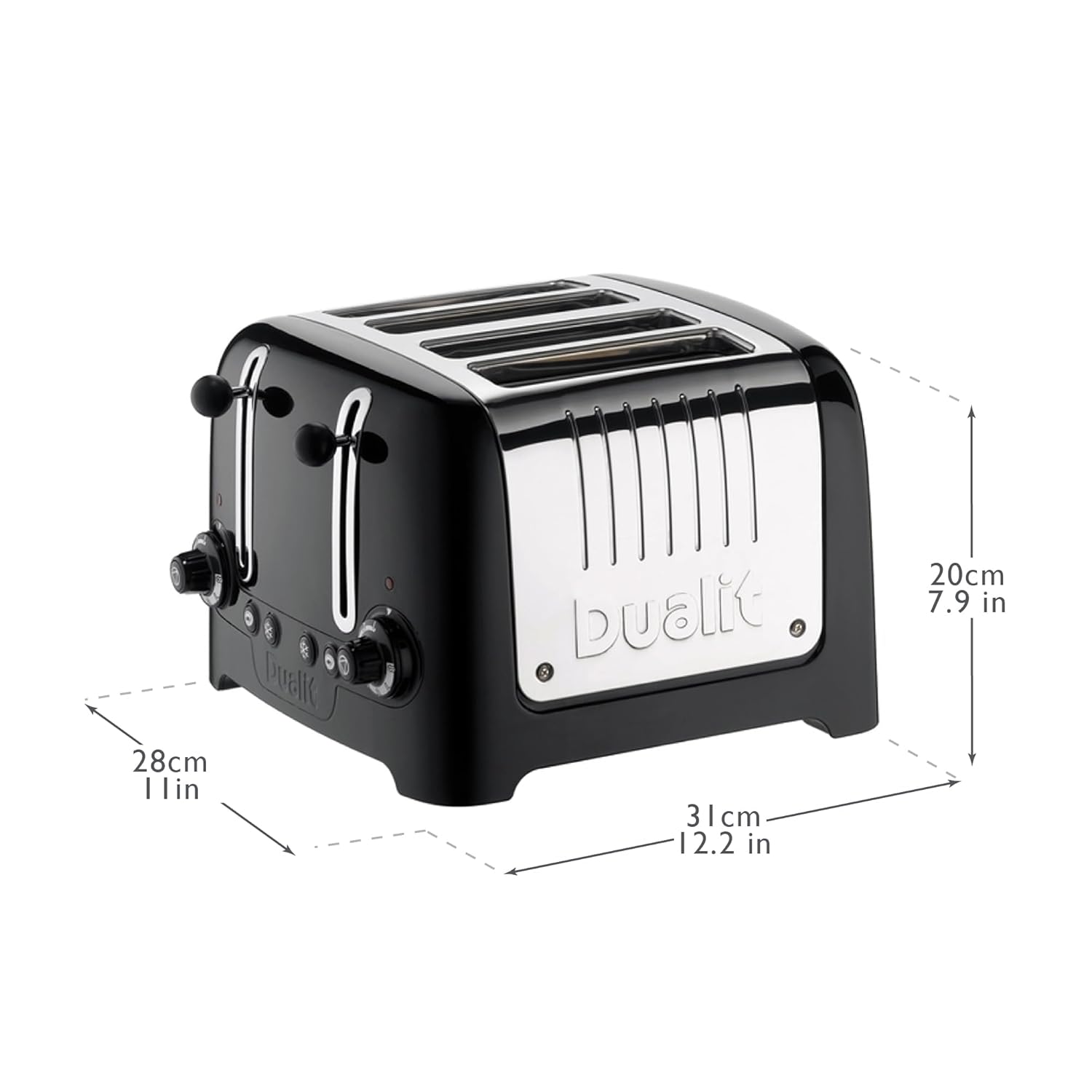 Dualit Grille-pain 4 tranches Slot Lite VARIO dans Un coup d'œil à haute finition Black Gloss et la fonction pop 46205 - * ** IMPORTATION BRITANNIQUE ***