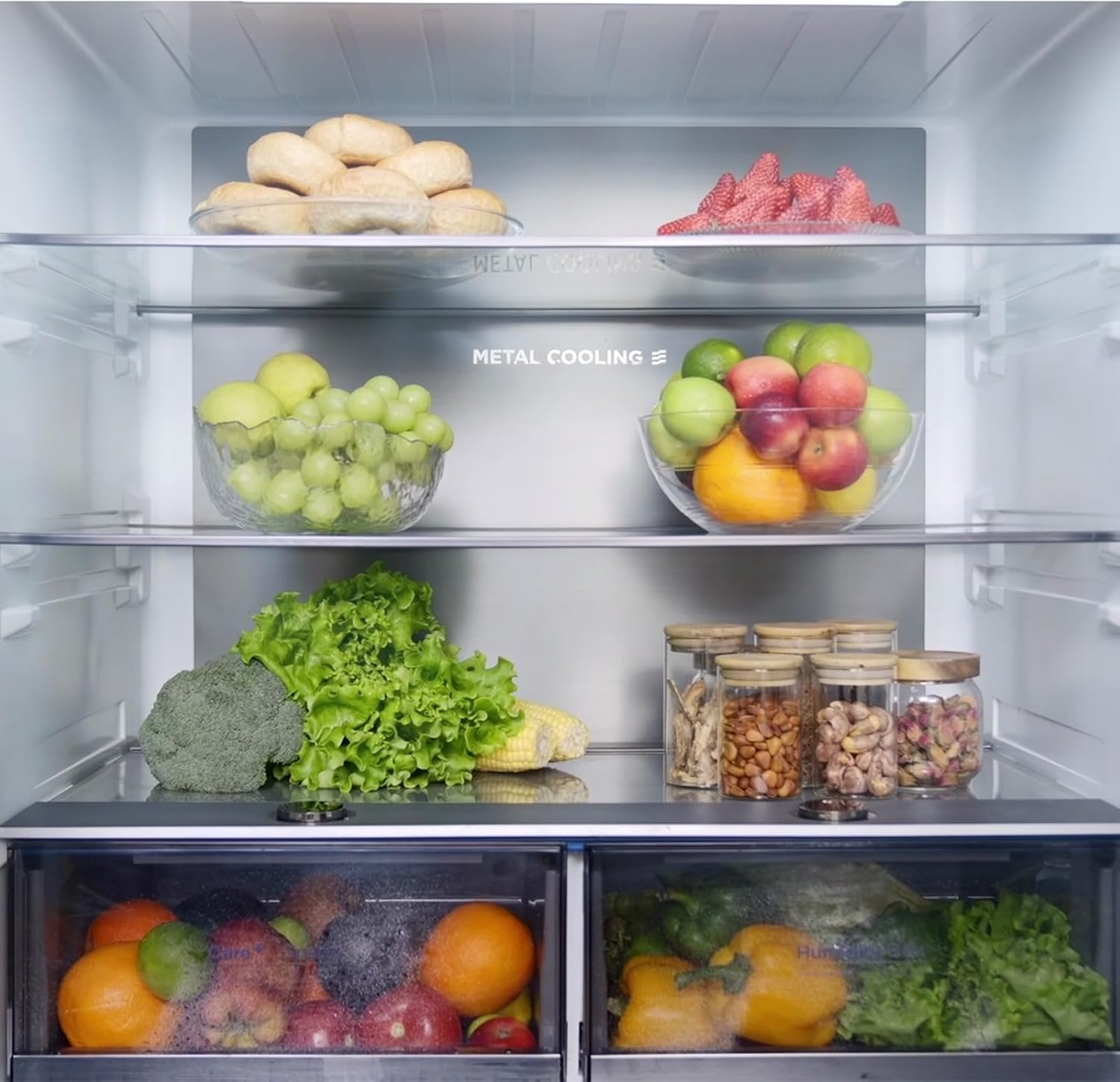 CHIQ Réfrigérateur autoportant 317L à Inverter, 322 l, sans givre, flux d'air multiple, congélation rapide, électronique tactile, compresseur avec garantie de 12 ans, efficacité améliorée, noir