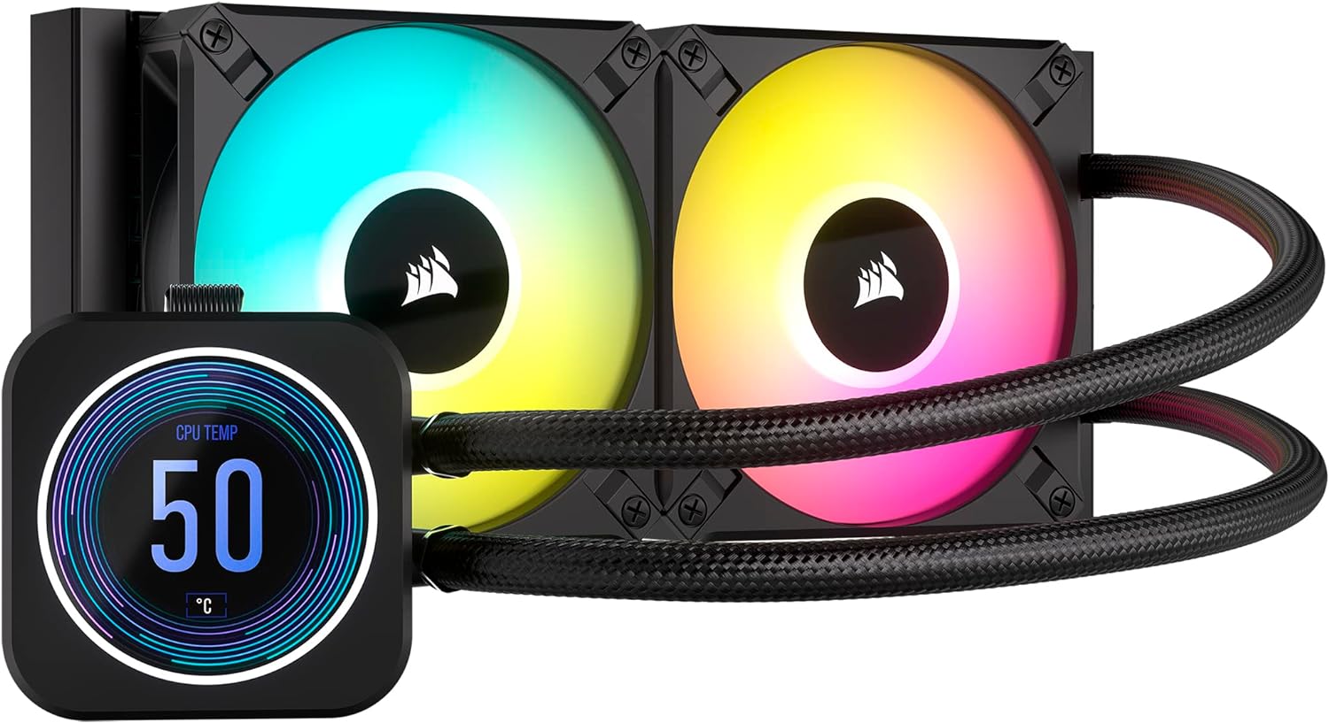 Corsair iCUE H150i Elite LCD XT Refroidisseur de CPU Liquide - Écran LCD IPS - Trois Ventilateurs AF120 RGB Elite - Radiateur 360mm - Convient à Intel® LGA 1700, AMD AM5, et Plus - Noir