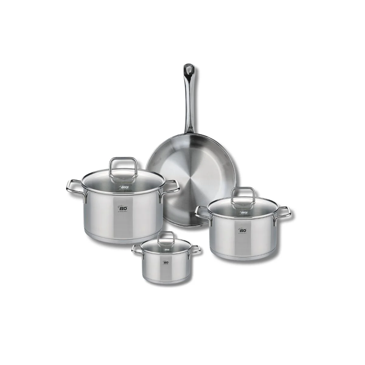 Ensemble de 1 Poêle de cuisson 24 cm et 3 faitouts 12, 16 et 20 cm Elo Profi Citrin Elo