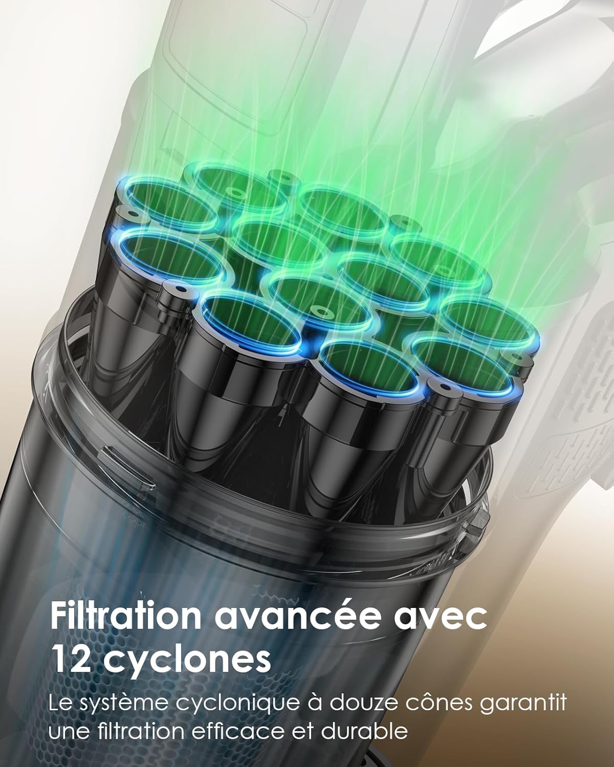 Linkifly A11 Aspirateur Balai sans Fil, Aspirateur sans Fil Puissant 48Kpa et 60 Min, avec Technologie Cyclonique et Anti-Enchevêtrement, Aspirateur Balai pour Les Poils d'animaux/Tapis/Sols Durs