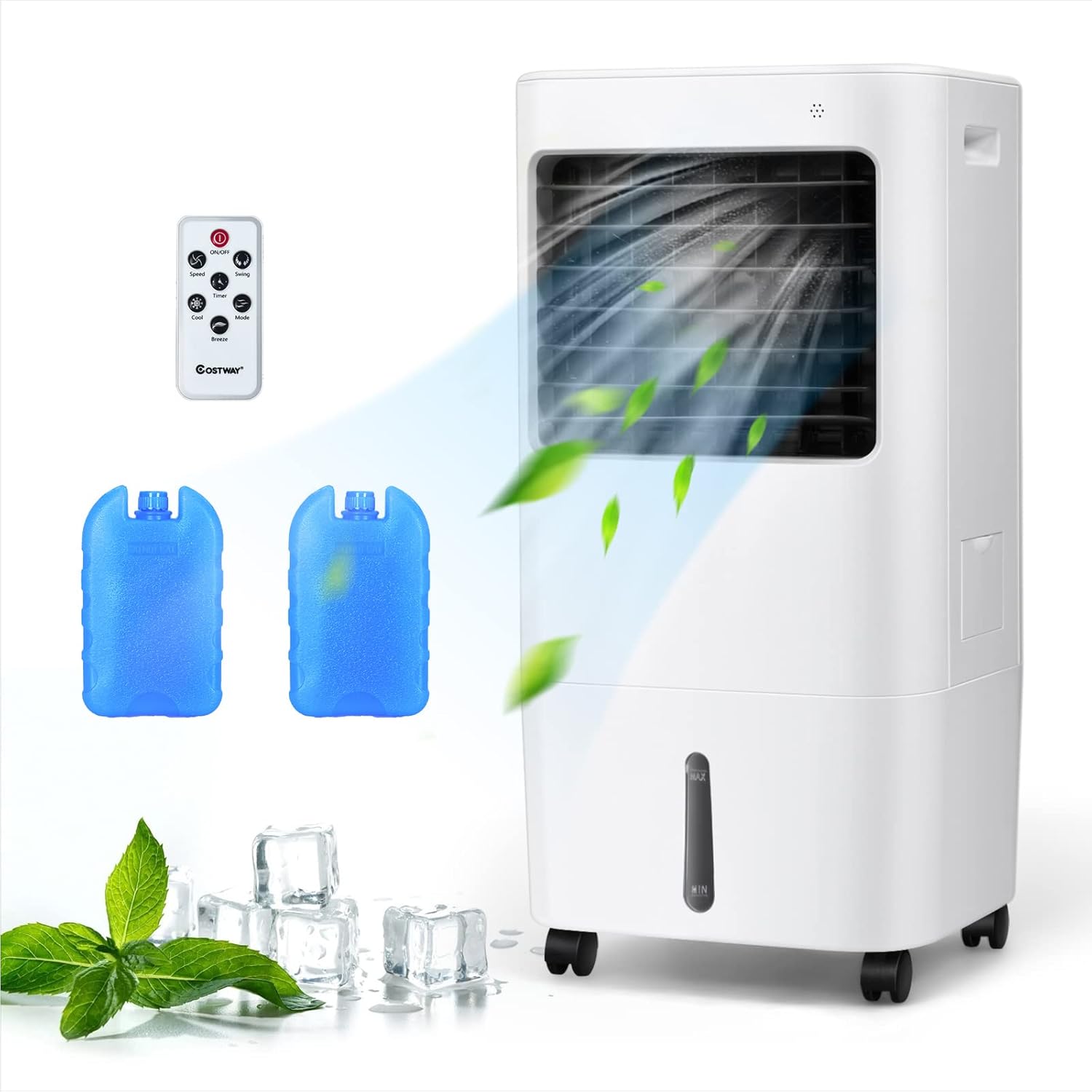 RELAX4LIFE Rafraîchisseur d’Air Mobile avec Humidificateur et Purificateur, 3 Mode de Vitesse, Climatiseur avec Réservoir d'Eau 8L et Filtre Amovible et Lavable pour Chambre, Bureau, Salon