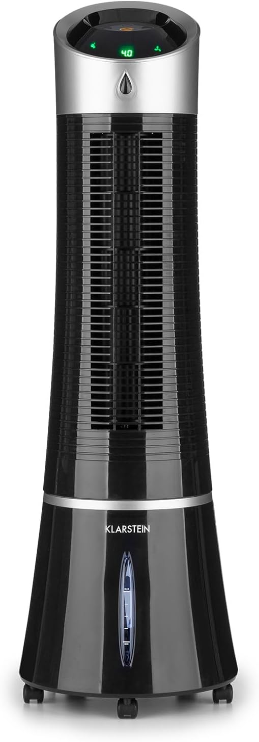 Klarstein Rafraichisseur d'Air Mobile 5 en 1, par Evaporation avec Humidificateur, Ventilateur, Ioniseur, Climatiseur Mobile Sans Évacuation, Mode Nuit, 45W, Débit d'Air de 180m³/h