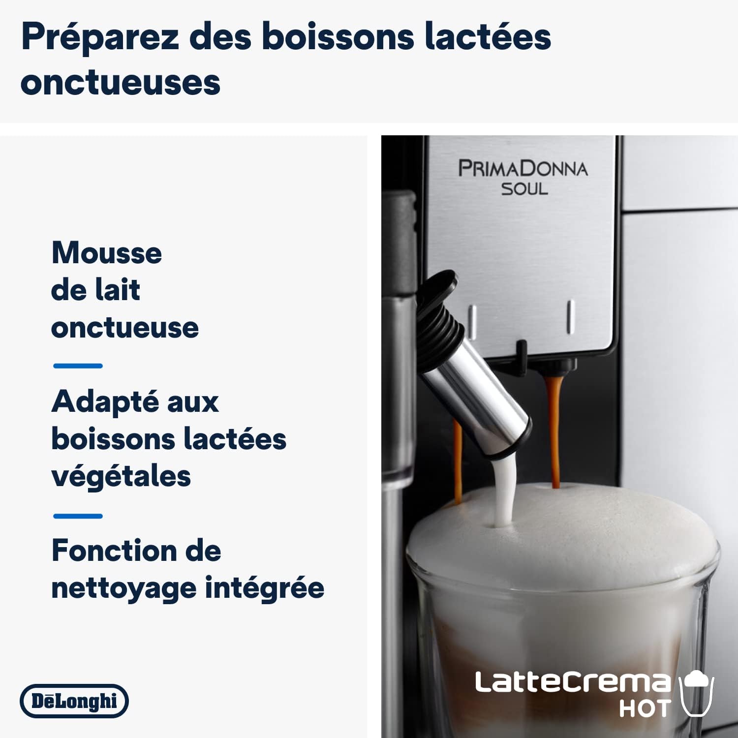 De'Longhi PrimaDonna Soul Machine a Café Grain ECAM612.55.SB, Machine Expresso et Cappucino, Technologie Exclusive Bean Adapt, Argent et Noir