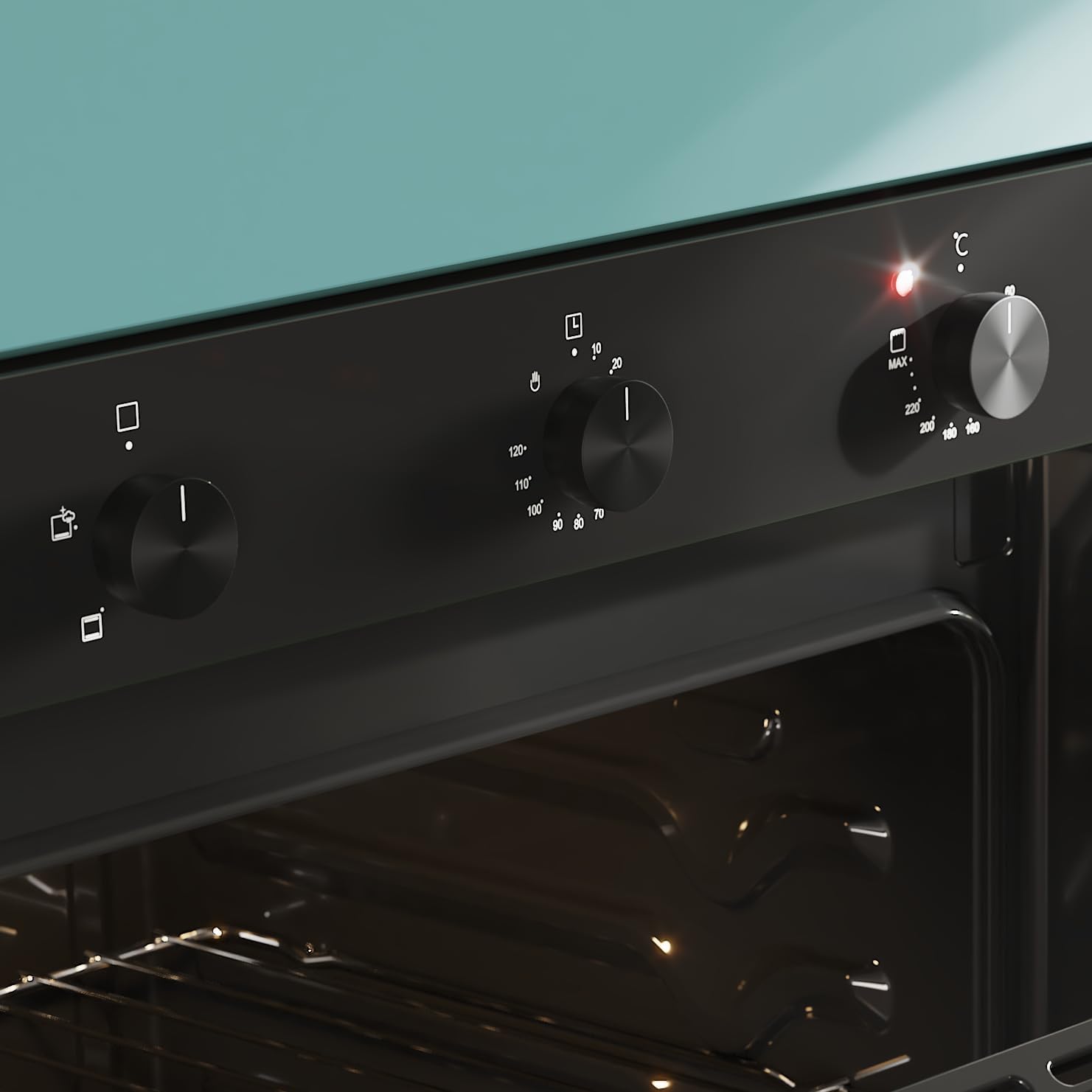 Cecotec Four encastrable Bolero Hexa C136000 Glass Black Time A 2800 W, capacité de 77 L, 4 fonctions, Minuterie, Nettoyage à la vapeur, Cuisson à la vapeur. Classe Énergétique A, Lumière intérieure