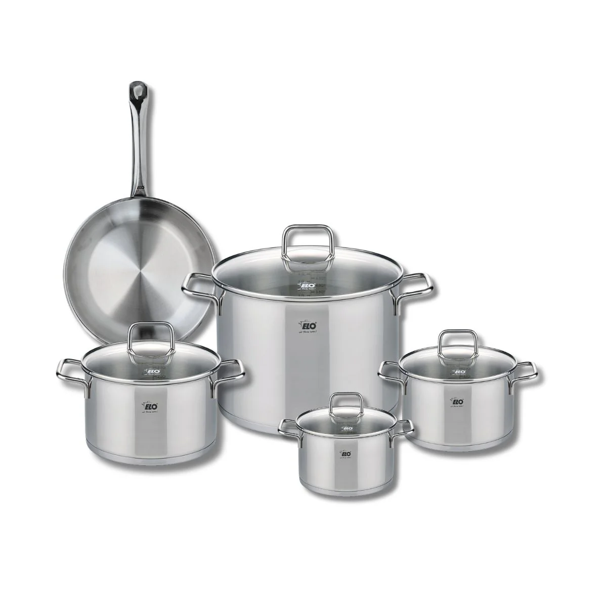 Ensemble de 1 Poêle de cuisson 24 cm et 4 faitouts 14, 16, 20 et 26 cm Elo Profi Citrin Elo