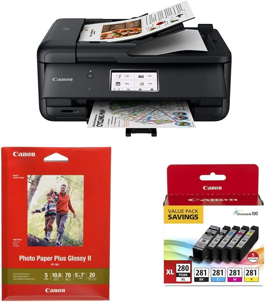 Canon PIXMA TR8620a - All-in-One Printer Home Office|Copier|Scanner|Fax|Auto Document Feeder | Photo, Document | Airprint (R), Android, Black, Works with Alexa