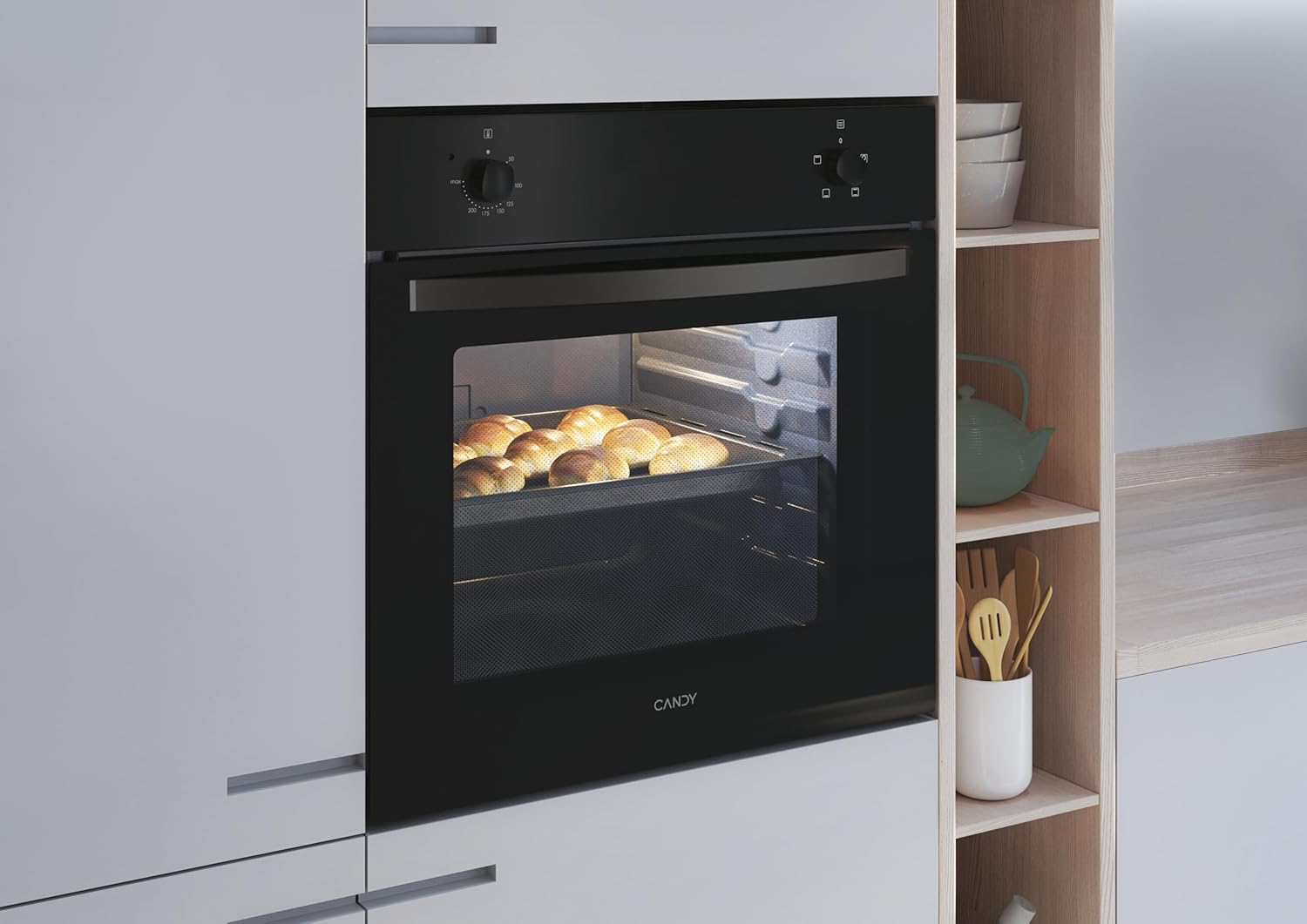CANDY Four encastrable émail lisse FIDC N100, 70 litres, 3 modes de cuisson