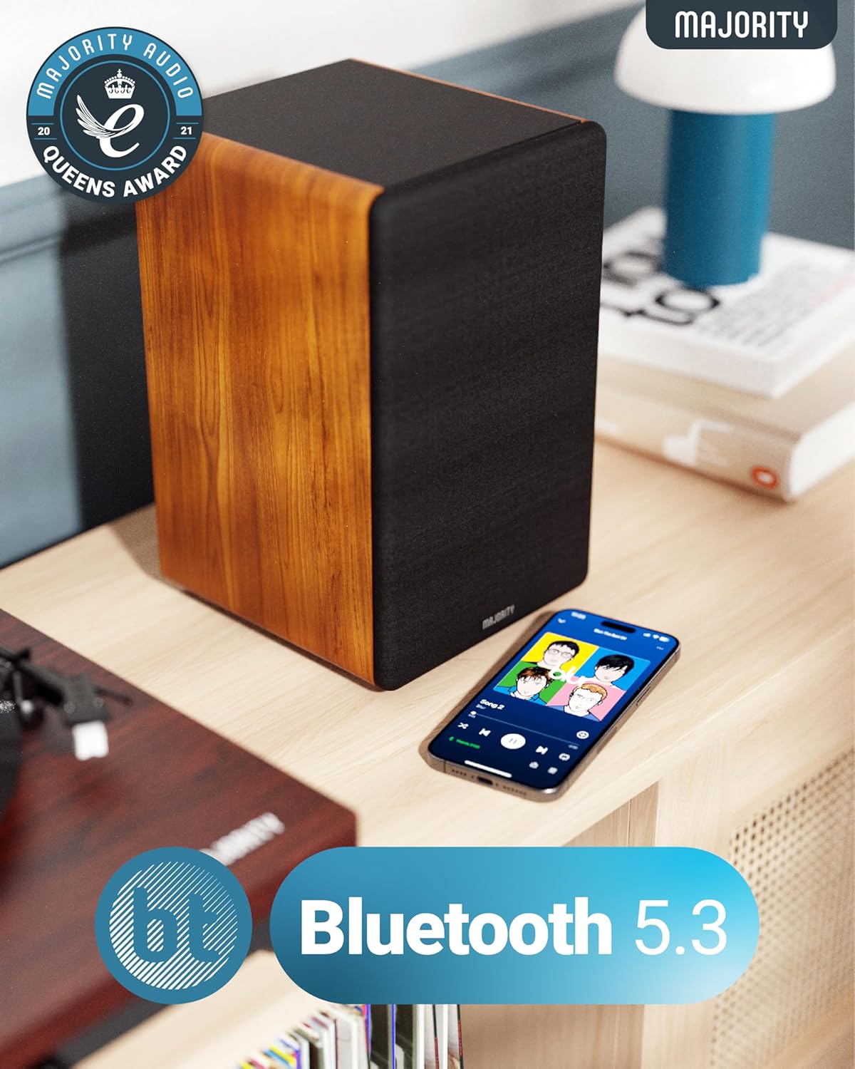 Enceinte Active Amplifiée | 100W Enceinte PC Bluetooth | Triple Conducteur Enceintes Bibliotheques | Enceinte Monitoring Studio avec HDMI Arc | Enceinte HiFi pour Platine Vinyle ou TV | Majority D100