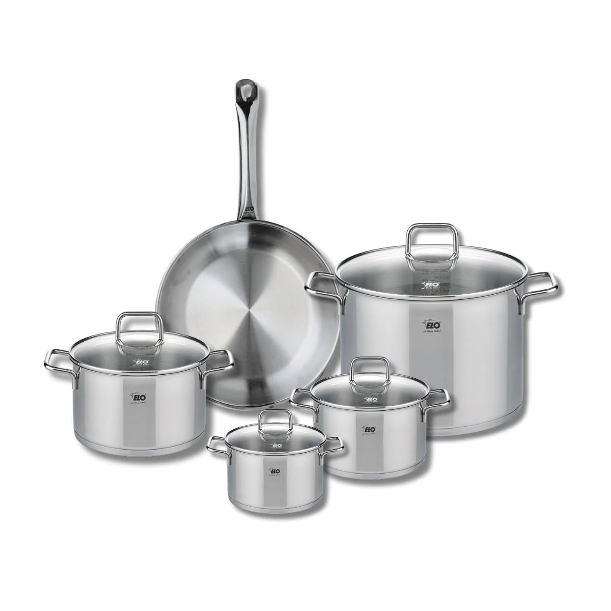 Ensemble de 1 Poêle de cuisson 28 cm et 4 faitouts 14, 16, 20 et 26 cm Elo Profi Citrin Elo