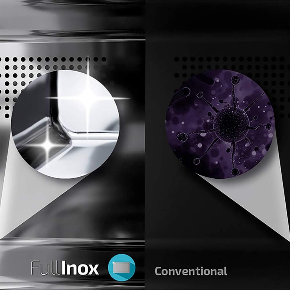 Cecotec Four à micro-ondes ProClean 9110 FullINOX avec grill 1000 W, 30 litres, 5 niveaux de puissance, 8 programmes, minuterie de 60 minutes, revêtement Ready2Clean, design avant miroir