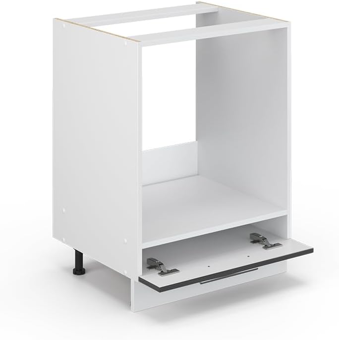 Vicco Meuble pour Four Fame-Line, Blanc Haute Brillance/Blanc, 60 cm avec étagères Ouvertes