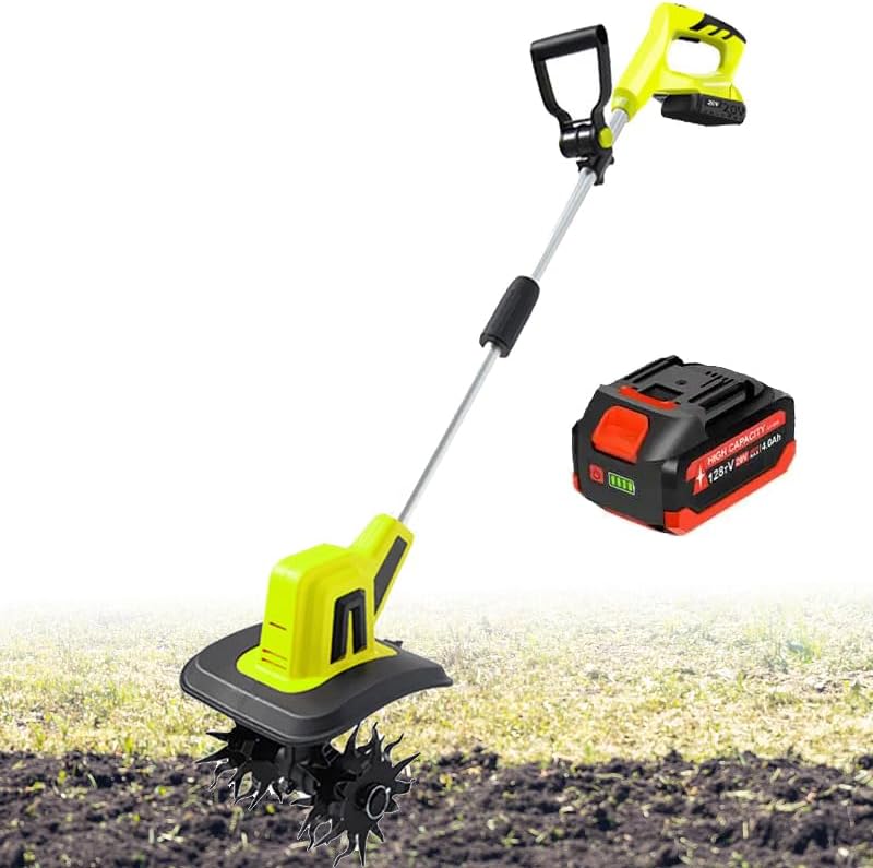 Cultivateur électrique portatif 20 V, cultivateur Rotatif de Jardin, désherbeur sans Fil, Coupe-Herbe Portable, Profondeur de Culture 22 cm, Largeur 25 cm, pour Jardin, parcelles de légumes