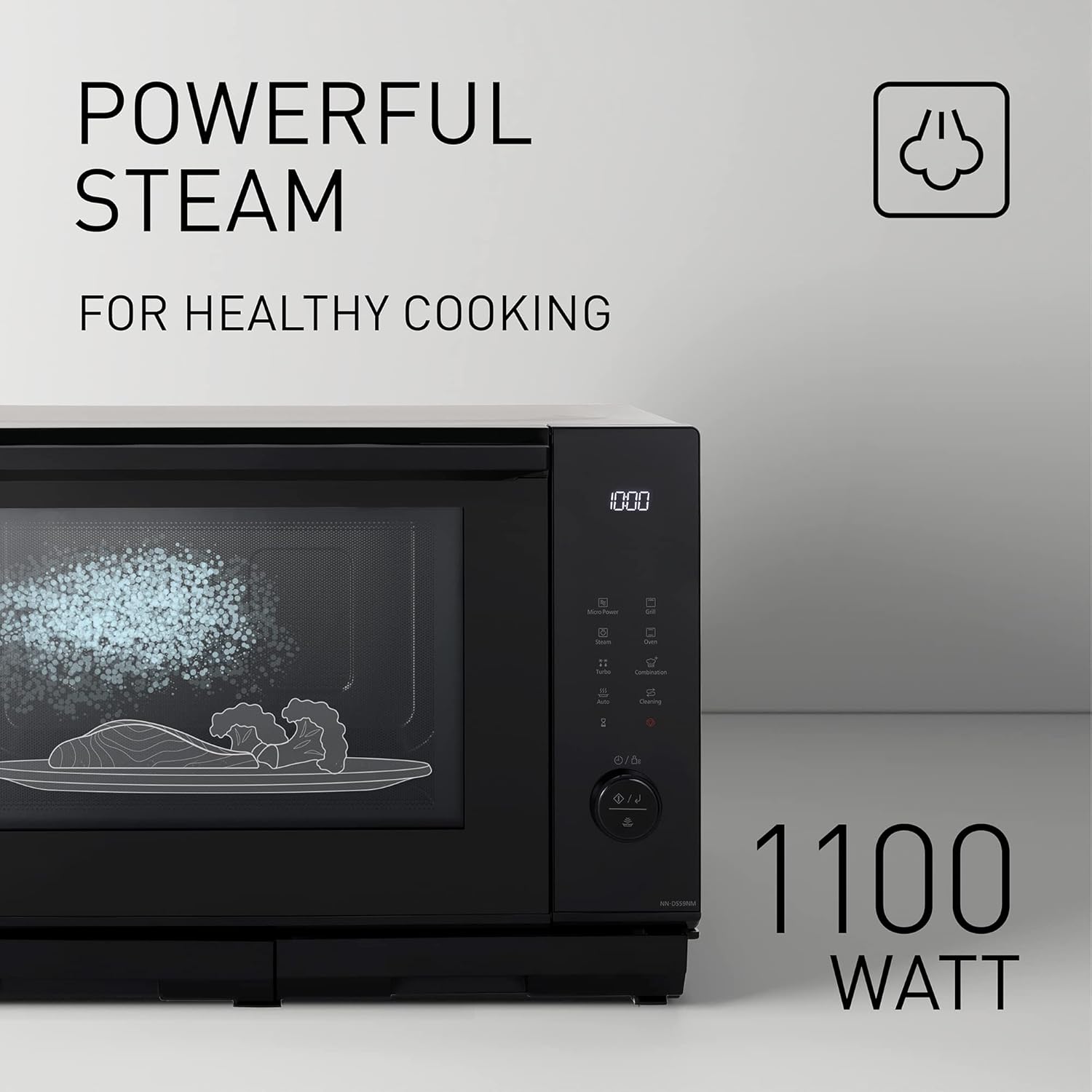 Panasonic NN-DS59NMETG Four à micro-Ondes Combiné 4-en-1 avec Gril, 27 Litres, 1000W, Cuisson à Deux niveaux, Capteur Genius, 32 Programmes Automatiques, Plateau Gril, Nettoyage Facile, Noir