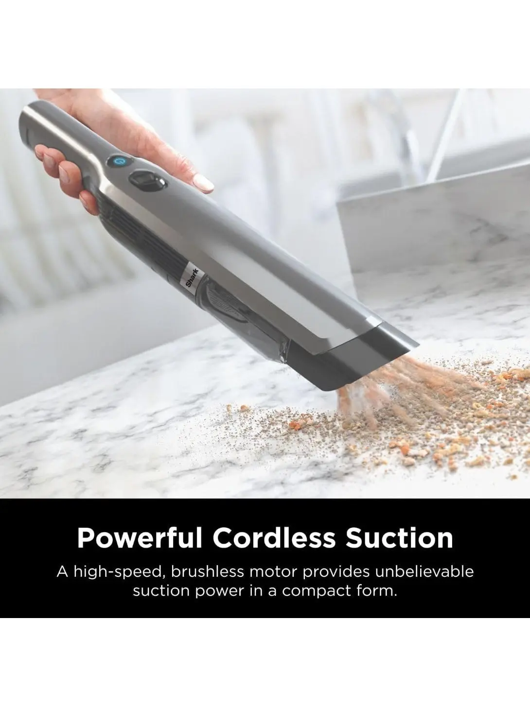 Shark WV201 WANDVAC Handheld Vacuum, Lightweight at 1.4 Pounds with Powerful Suction, Charging Dock, Single Touch Empty and Detachable Dust Cup,Graphite, Slate