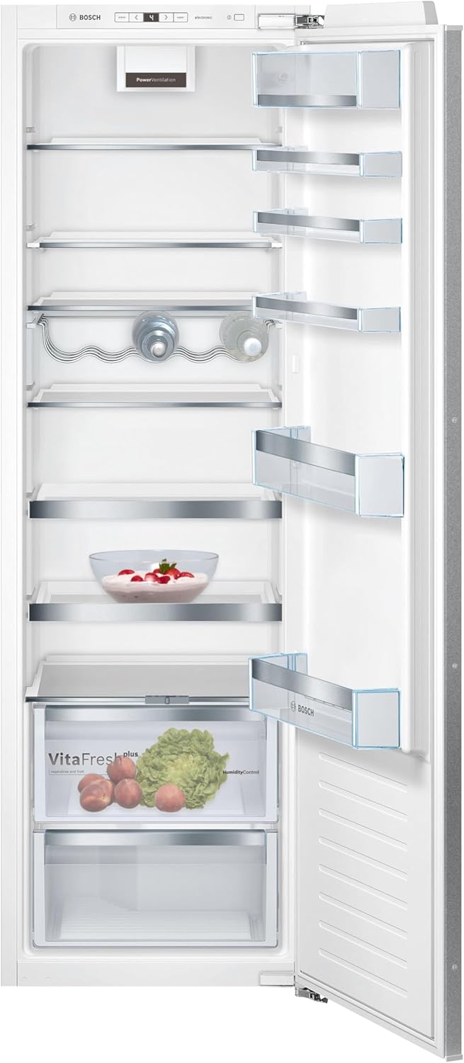Bosch KIR81AFE0 Serie 6 Réfrigérateur encastrable, 177,5 x 56 cm, 319 L, charnière plate, fabriqué en Allemagne, VitaFresh plus 2 x fraîcheur plus longue, éclairage LED uniforme