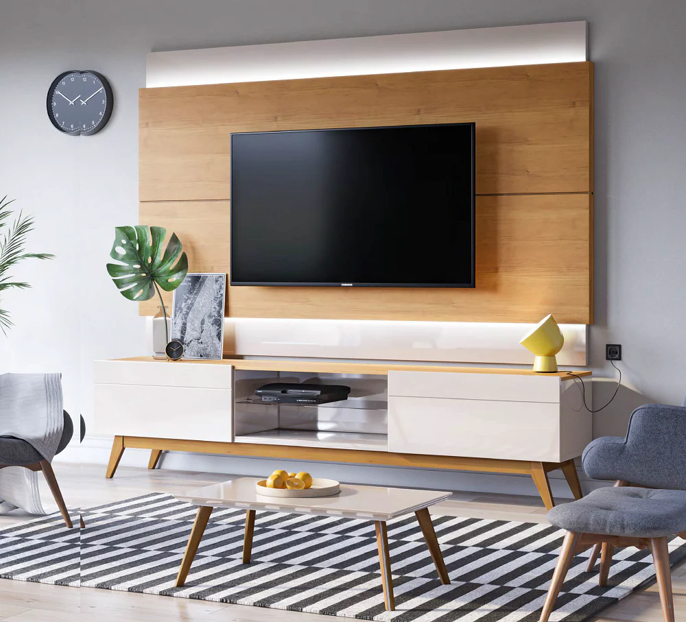 MEUBLE TV CLASSIC 2G 2.2 OFF WHITE/NATURE 10833